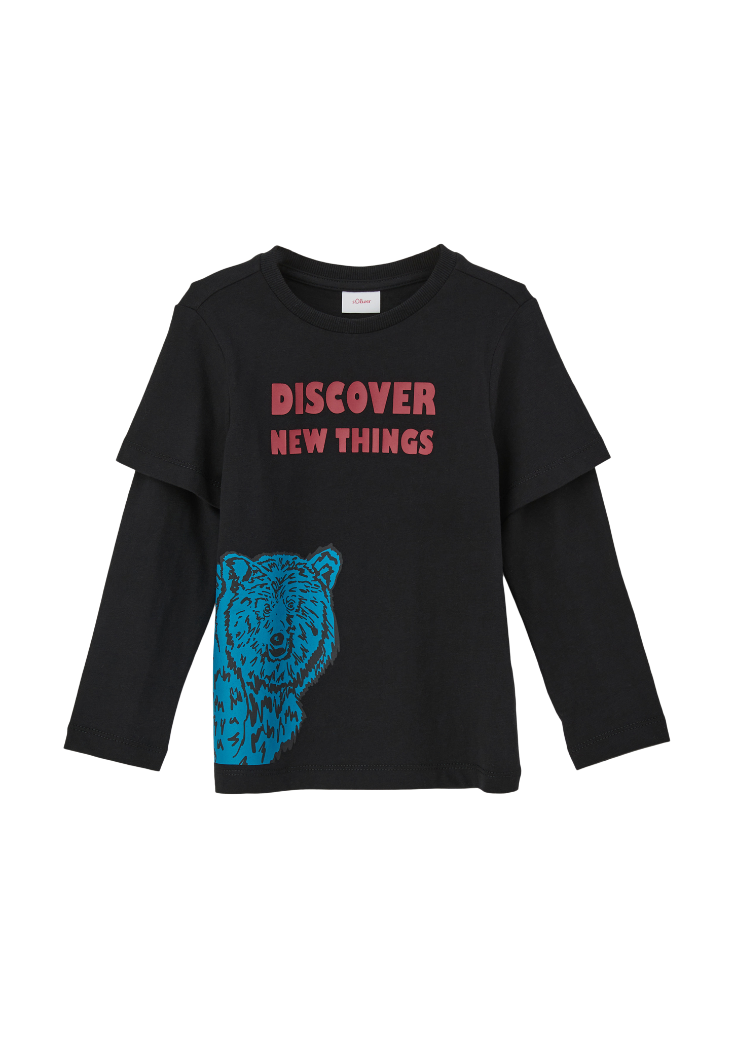 s.Oliver - Longsleeve mit Layering-Detail, Kinder, schwarz