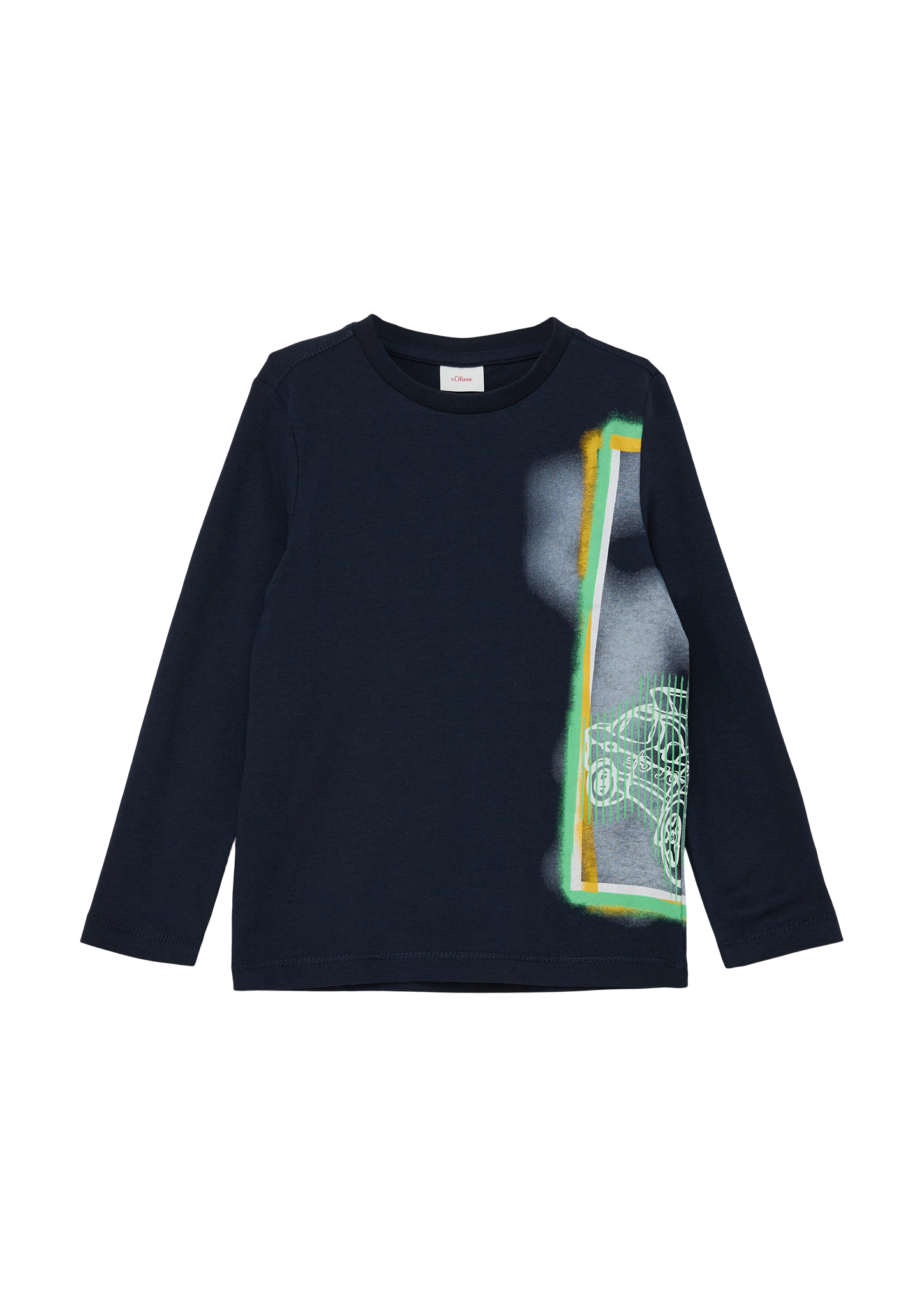 s.Oliver - Longsleeve mit umlaufendem Print, Kinder, blau