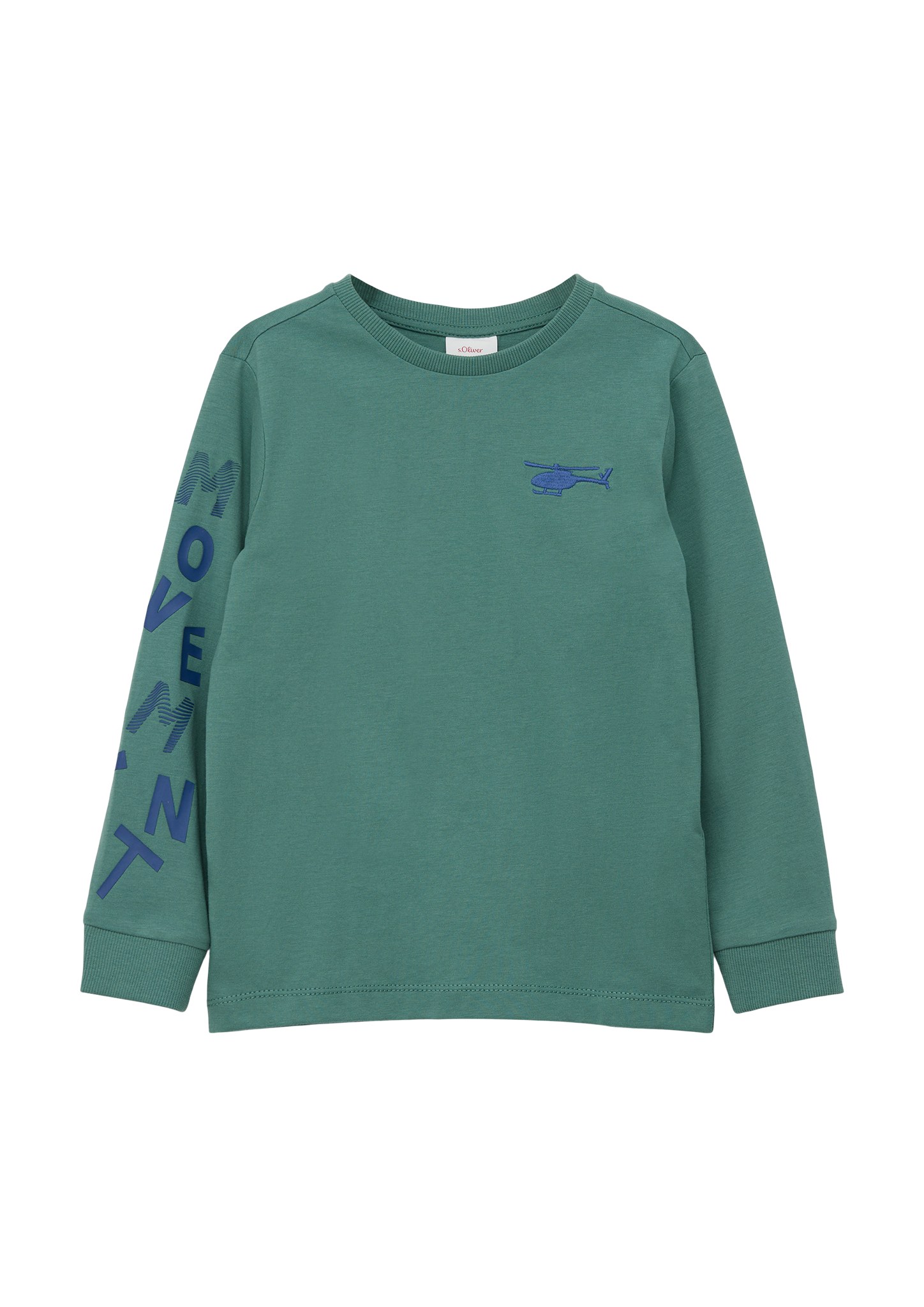 s.Oliver - Longsleeve mit gummiertem Print, Kinder, Blau