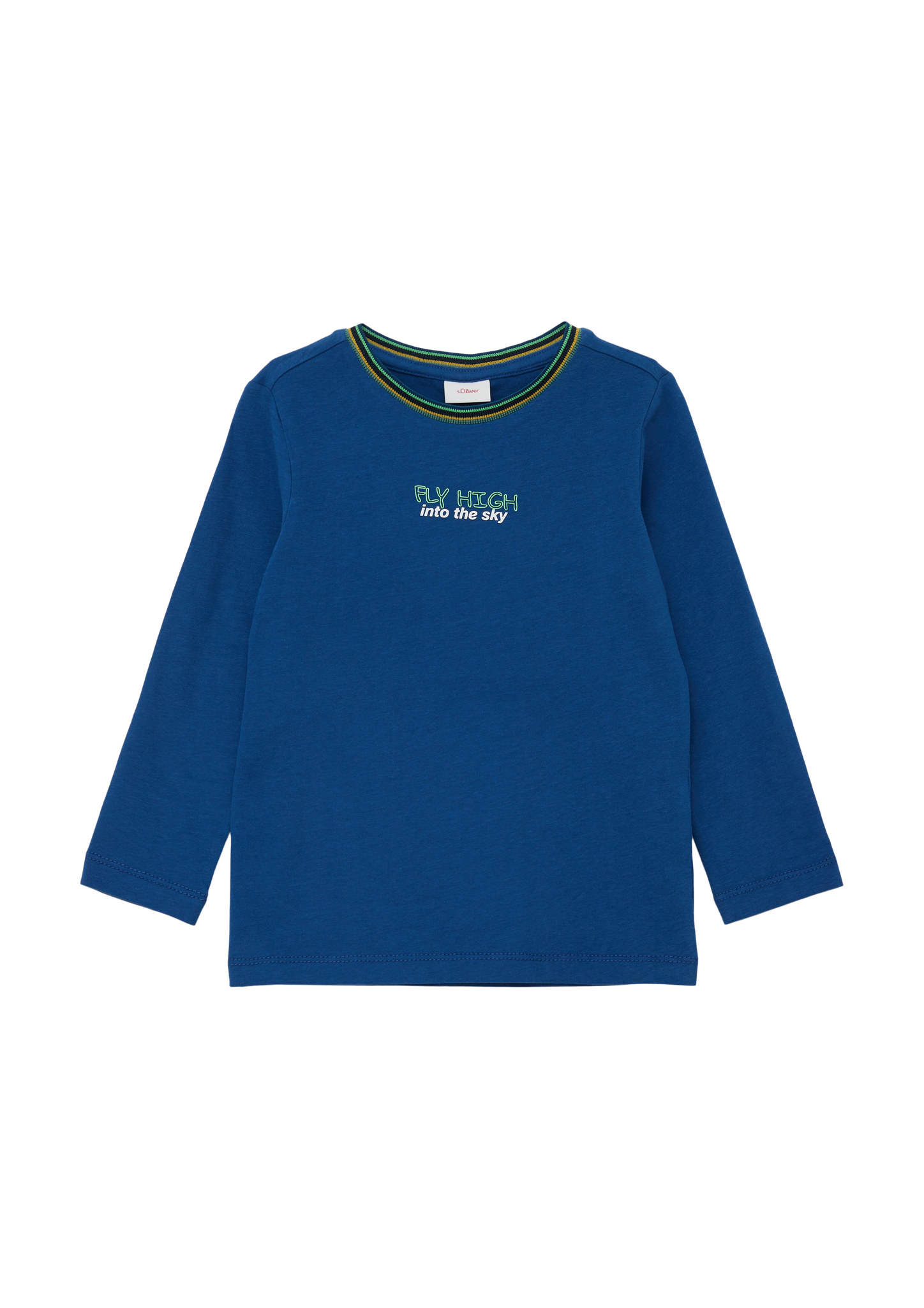 s.Oliver - Longsleeve mit Schrift-Print, Kinder, blau