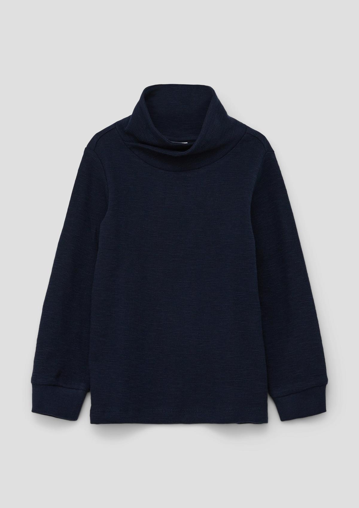 Long sleeve top with a shawl collar - navy