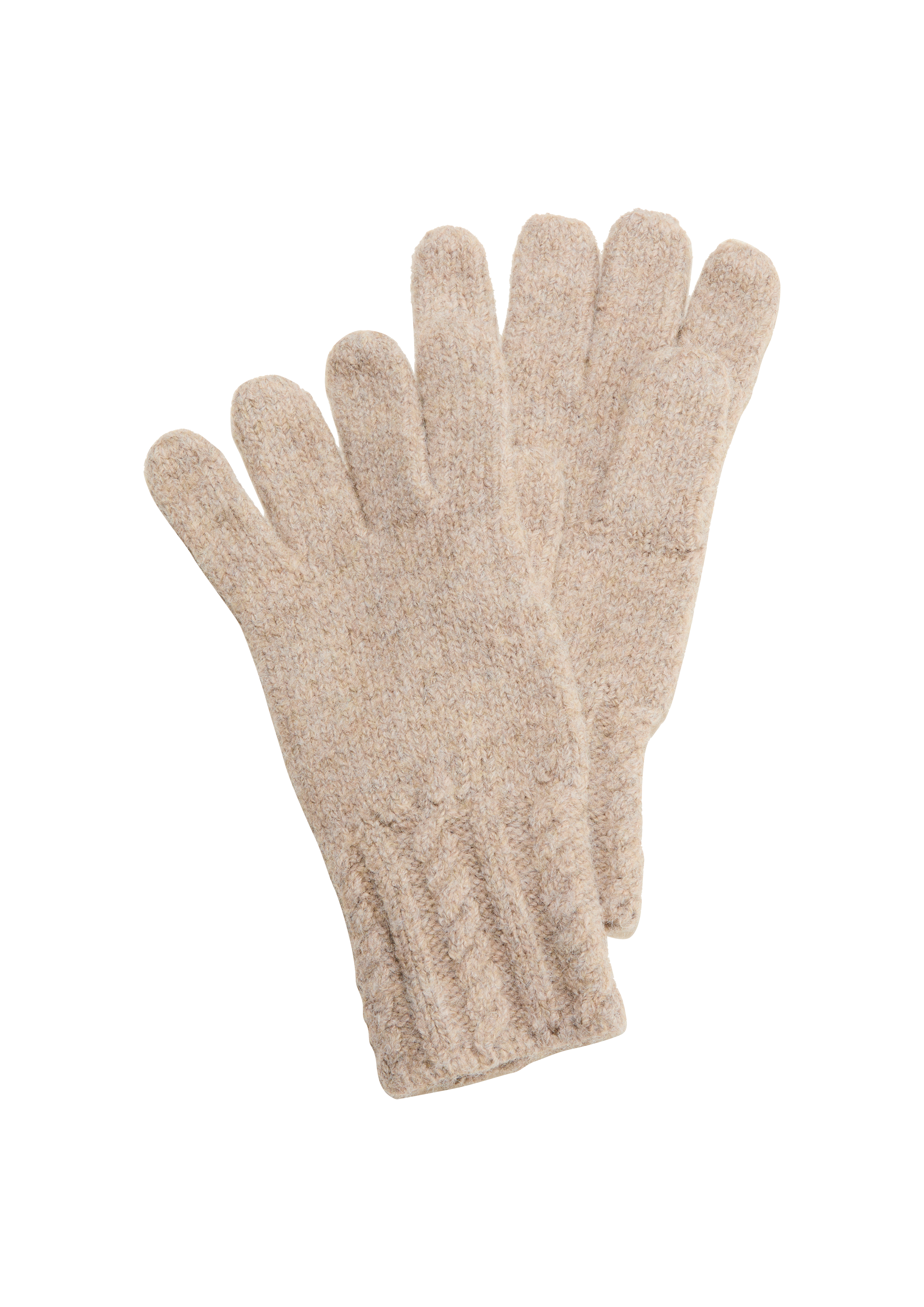 s.Oliver - Strickhandschuhe aus Baumwollmix, Damen, Beige