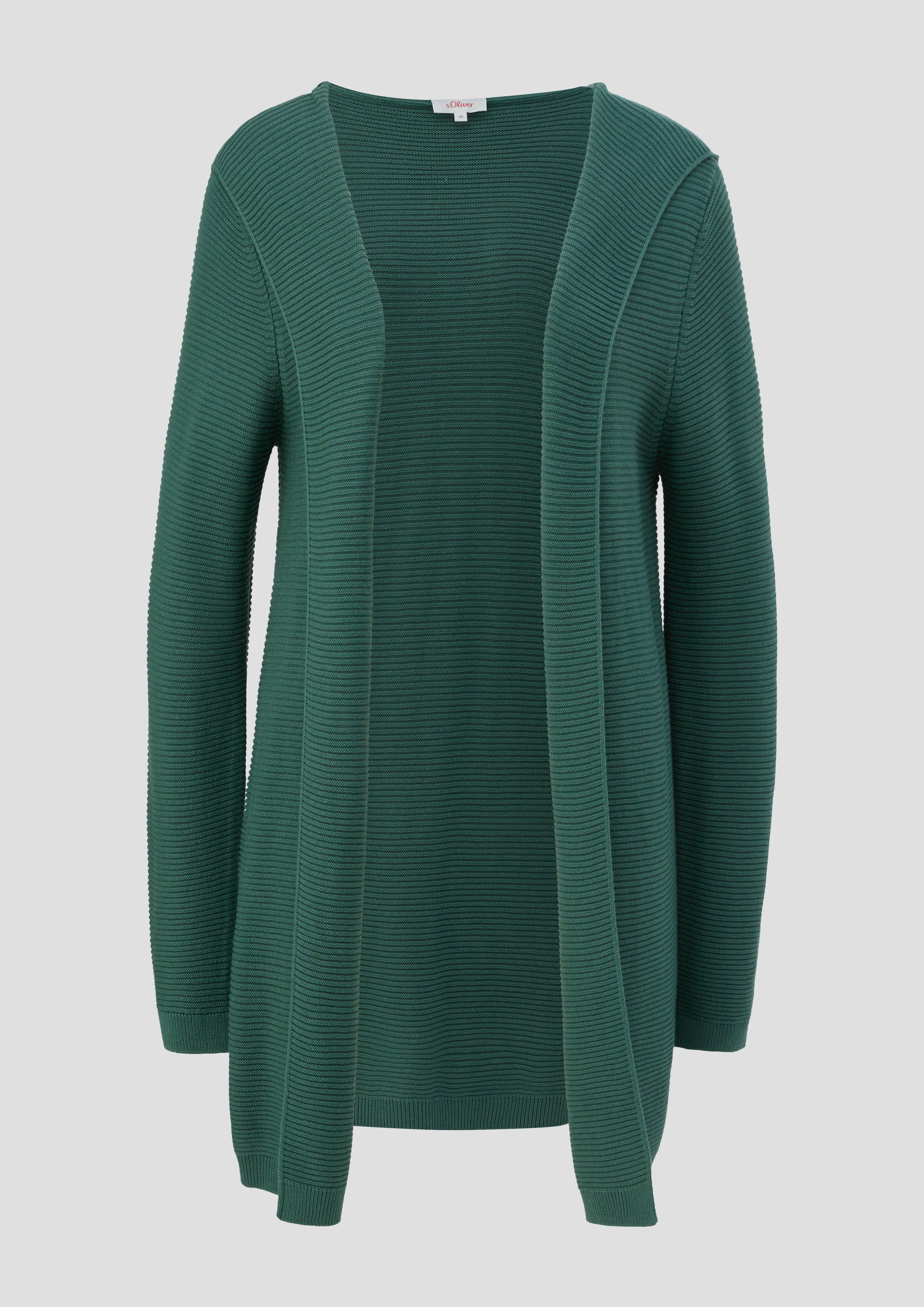 s.Oliver - Long Cardigan in Rippstrick-Qualität, Damen, grün