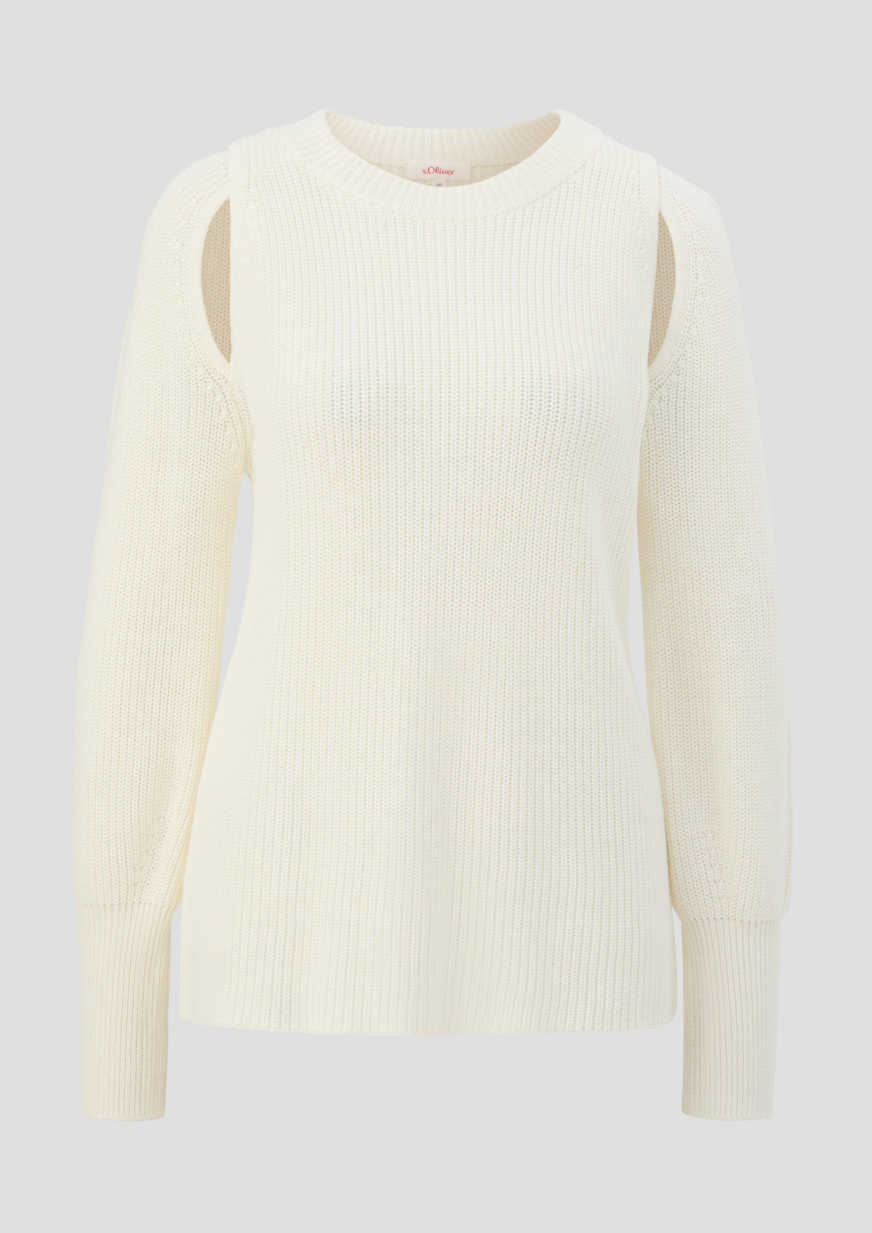 s.Oliver - Strickpullover aus Baumwollmix, Damen, creme