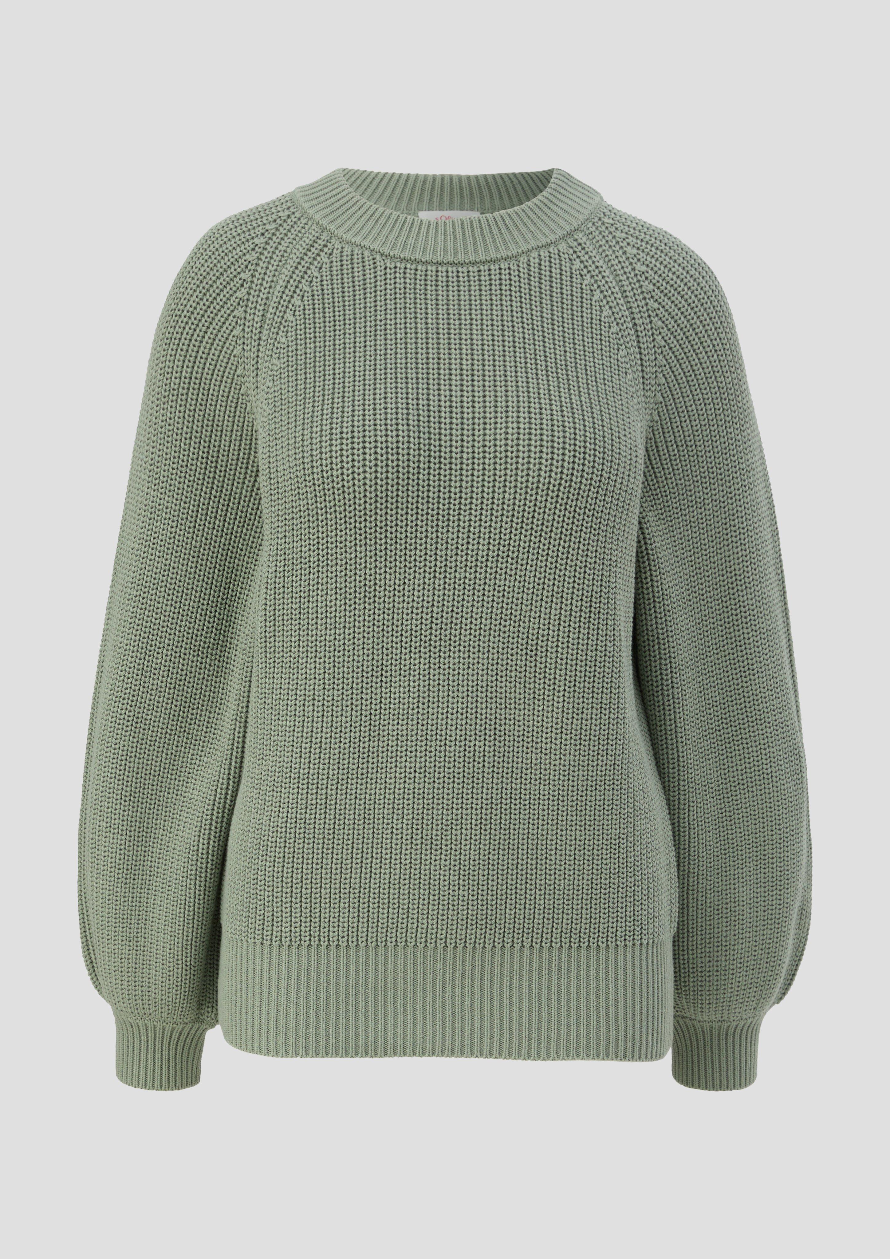 s.Oliver - Strickpullover mit Rippstruktur, Damen, grün