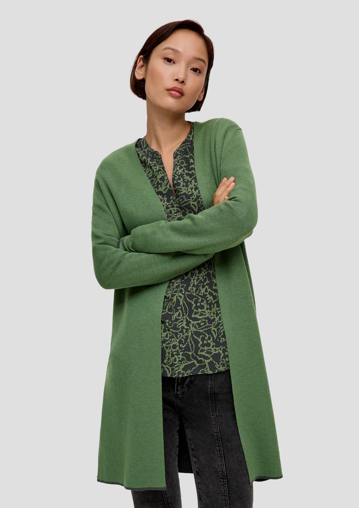 Long cotton blend cardigan - green