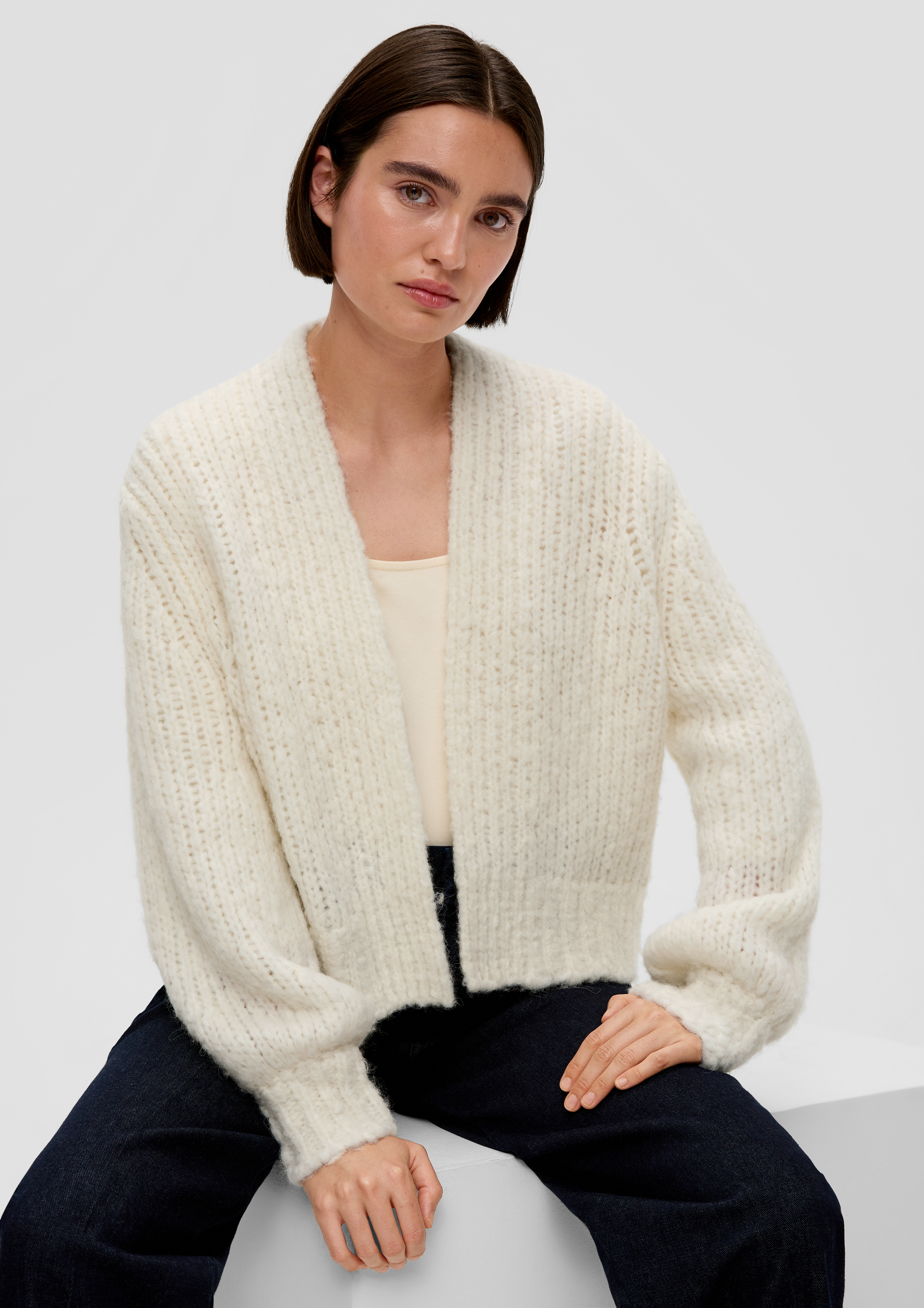 Cardigan aus Wollmix - natur