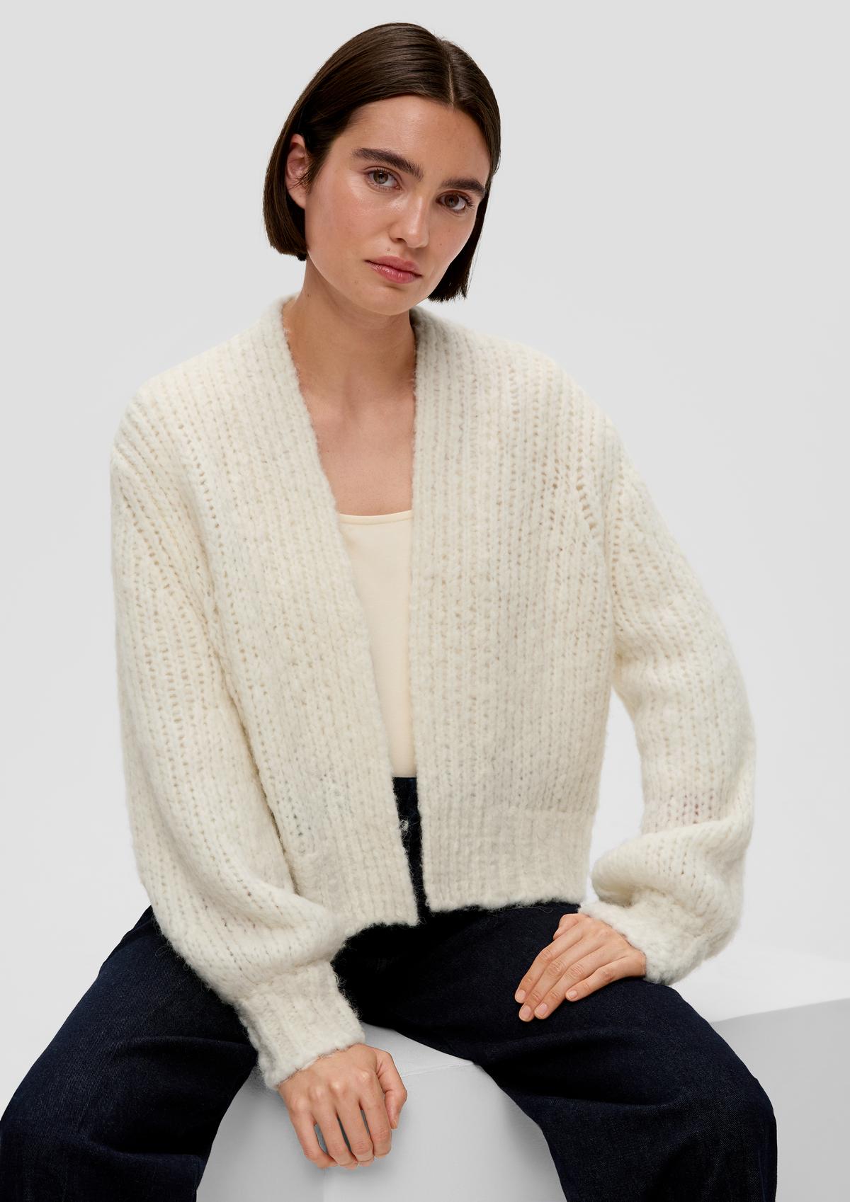 Soft wool blend open cardigan - red