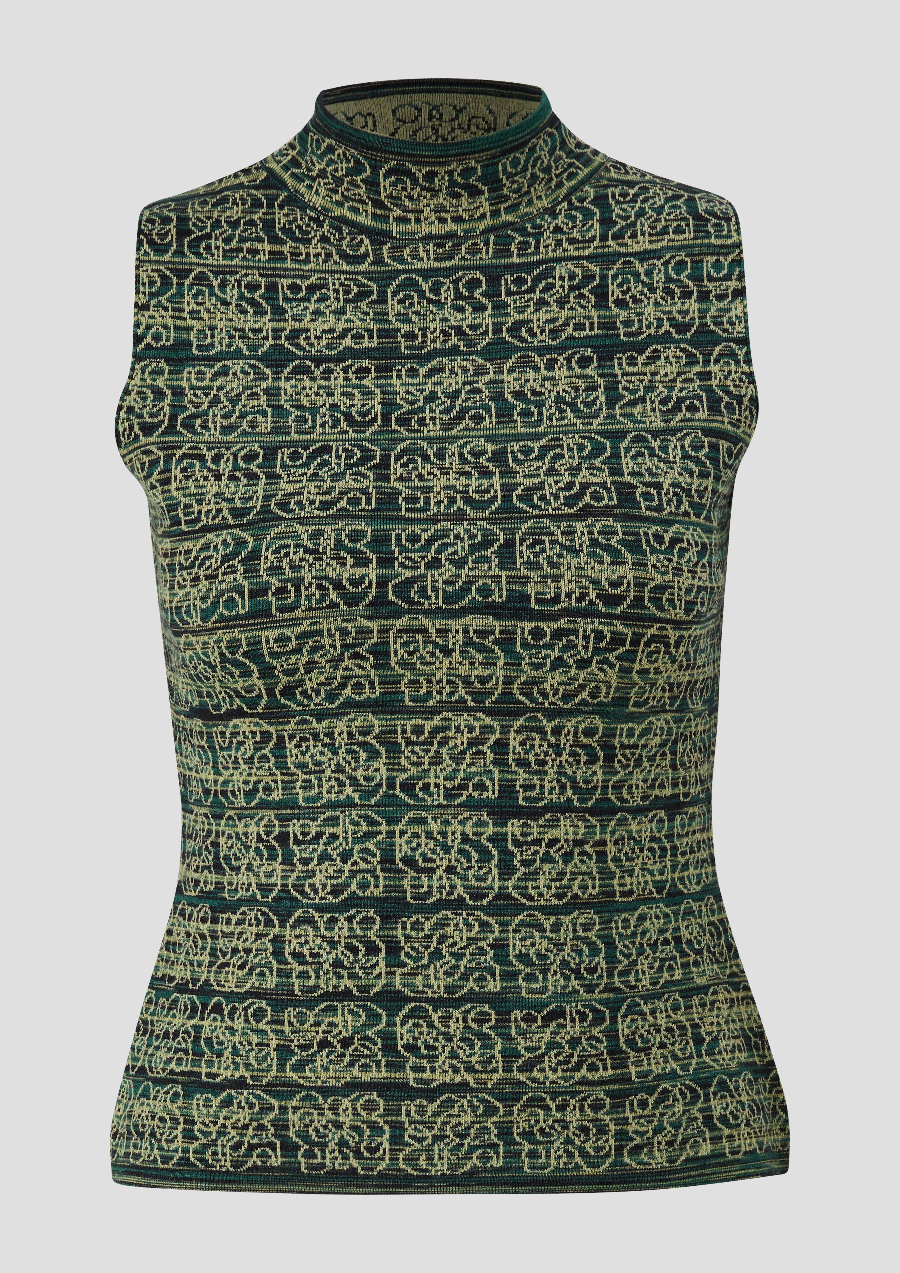 s.Oliver - Ärmelloses Stricktop aus Jacquard, Damen, grün