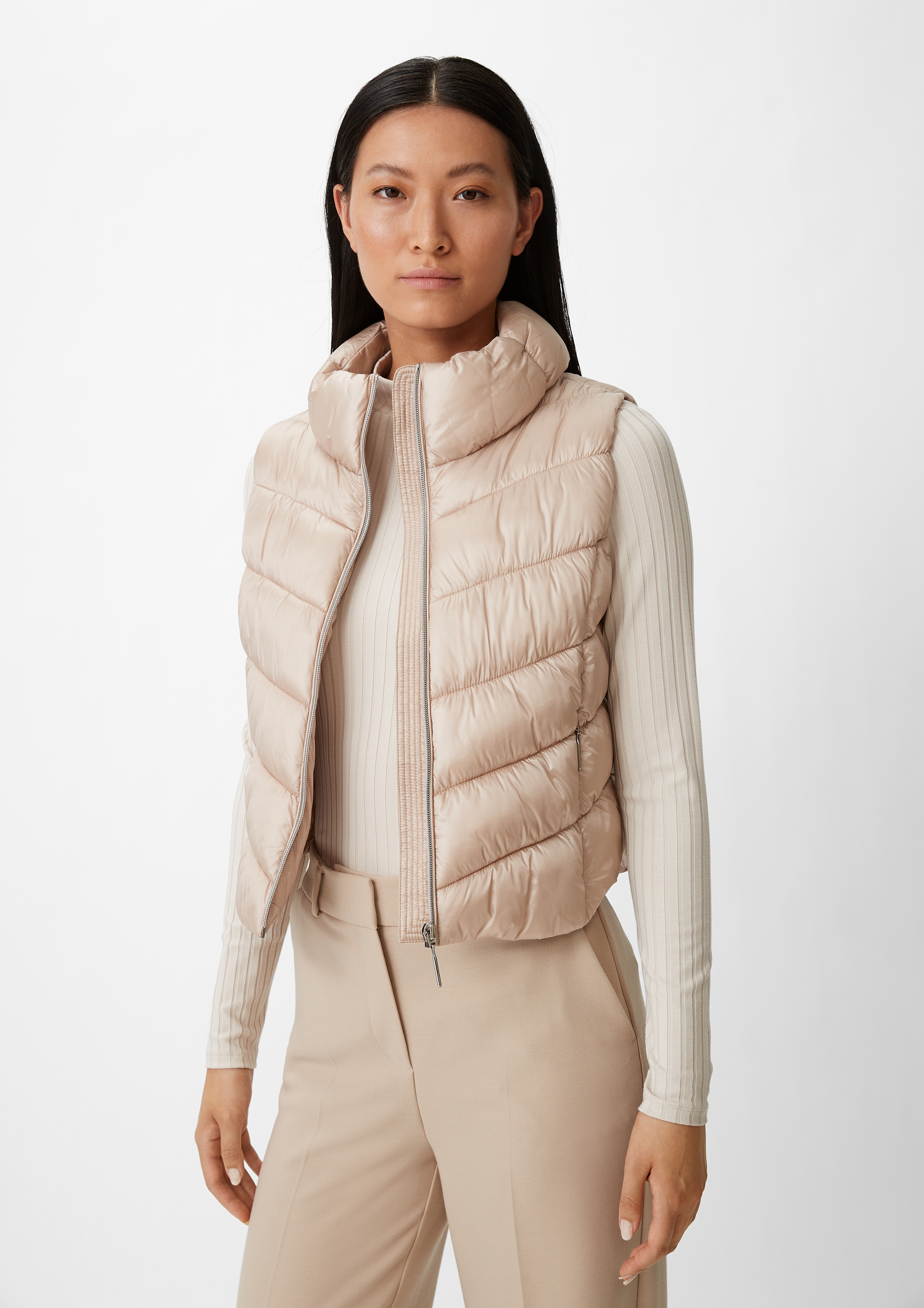 Comma Weste Beige Kurz Comma Jacke Damen Comma Indoor-Weste