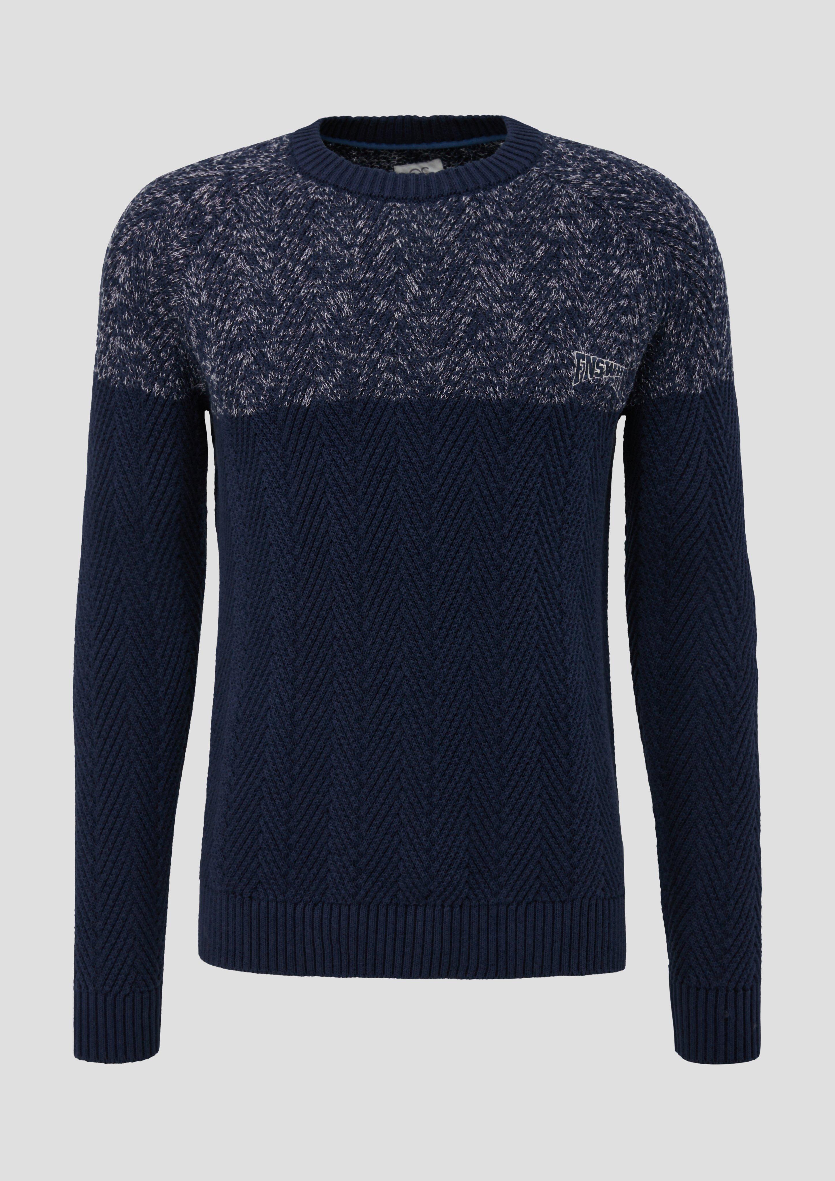QS - Strickpulli in Two-Tone-Optik, Herren, blau