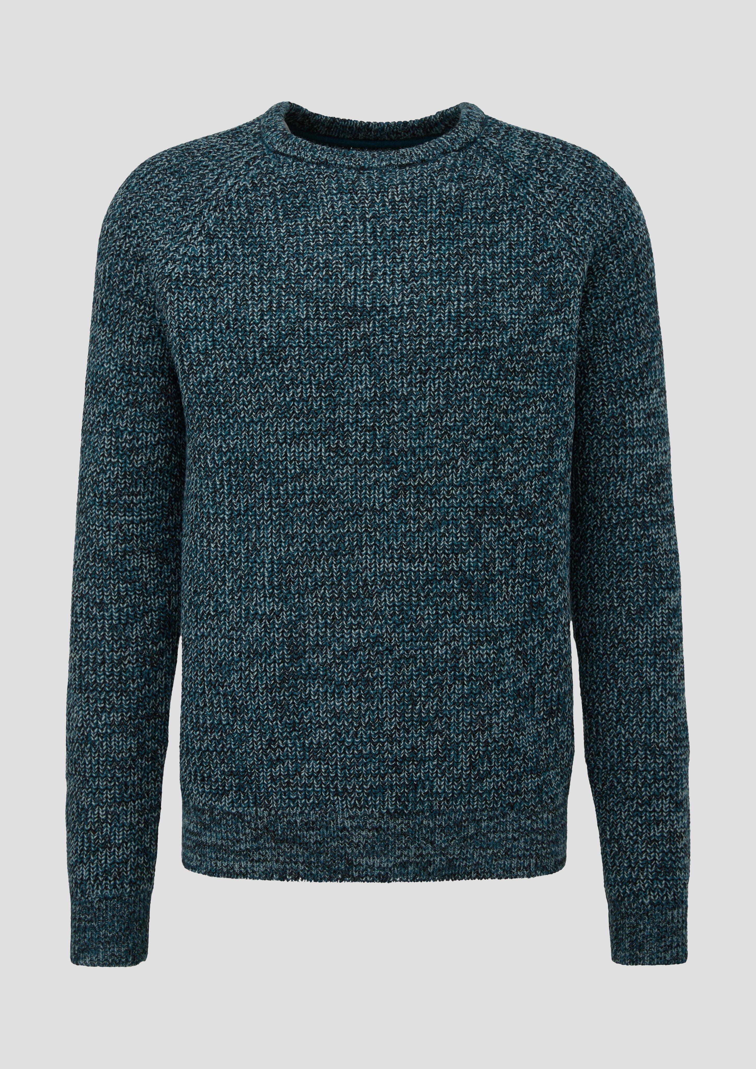 QS - Strickpullover mit Raglanärmeln, Herren, Blau