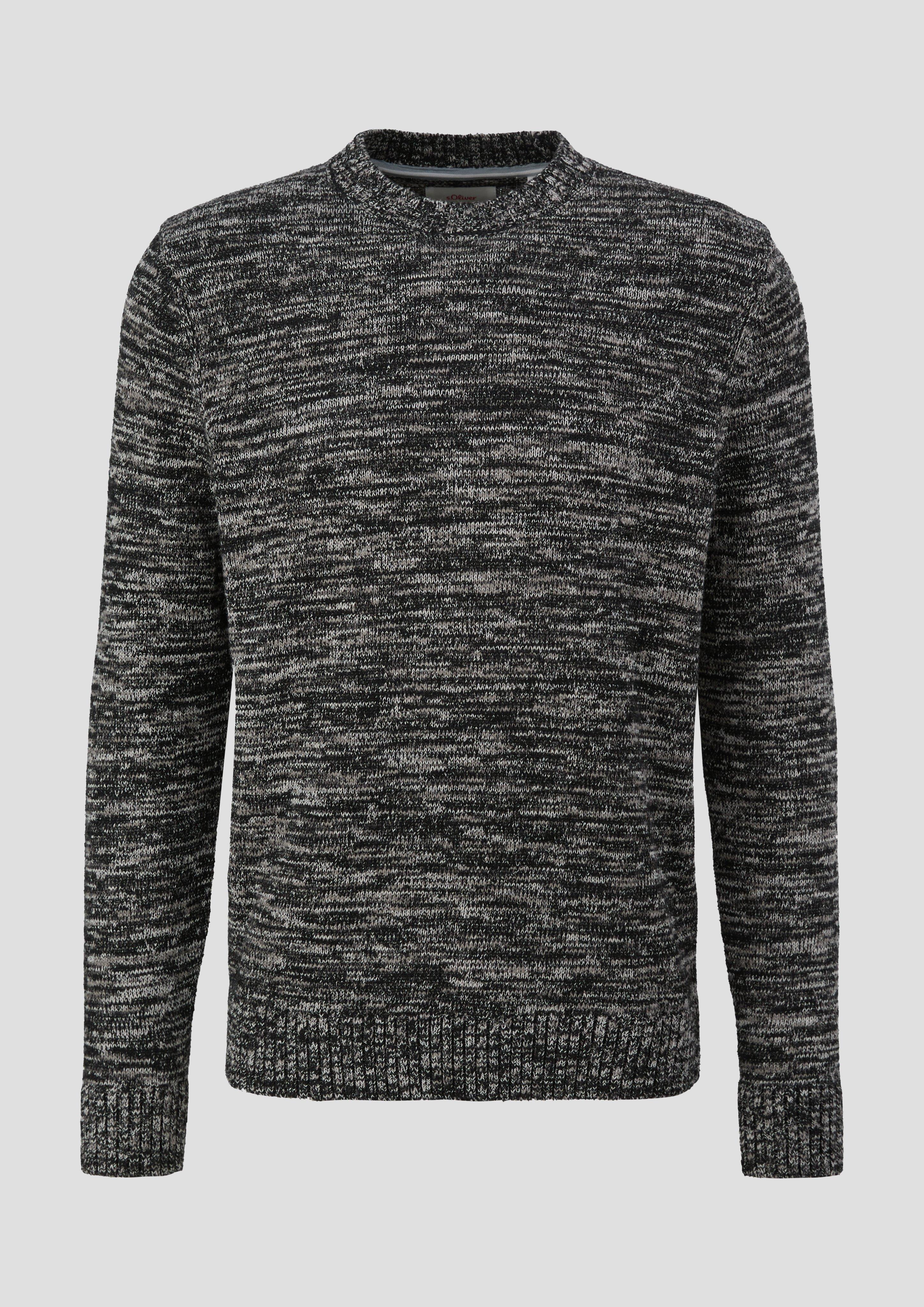 s.Oliver - Strickpullover aus Effektgarn, Herren, schwarz