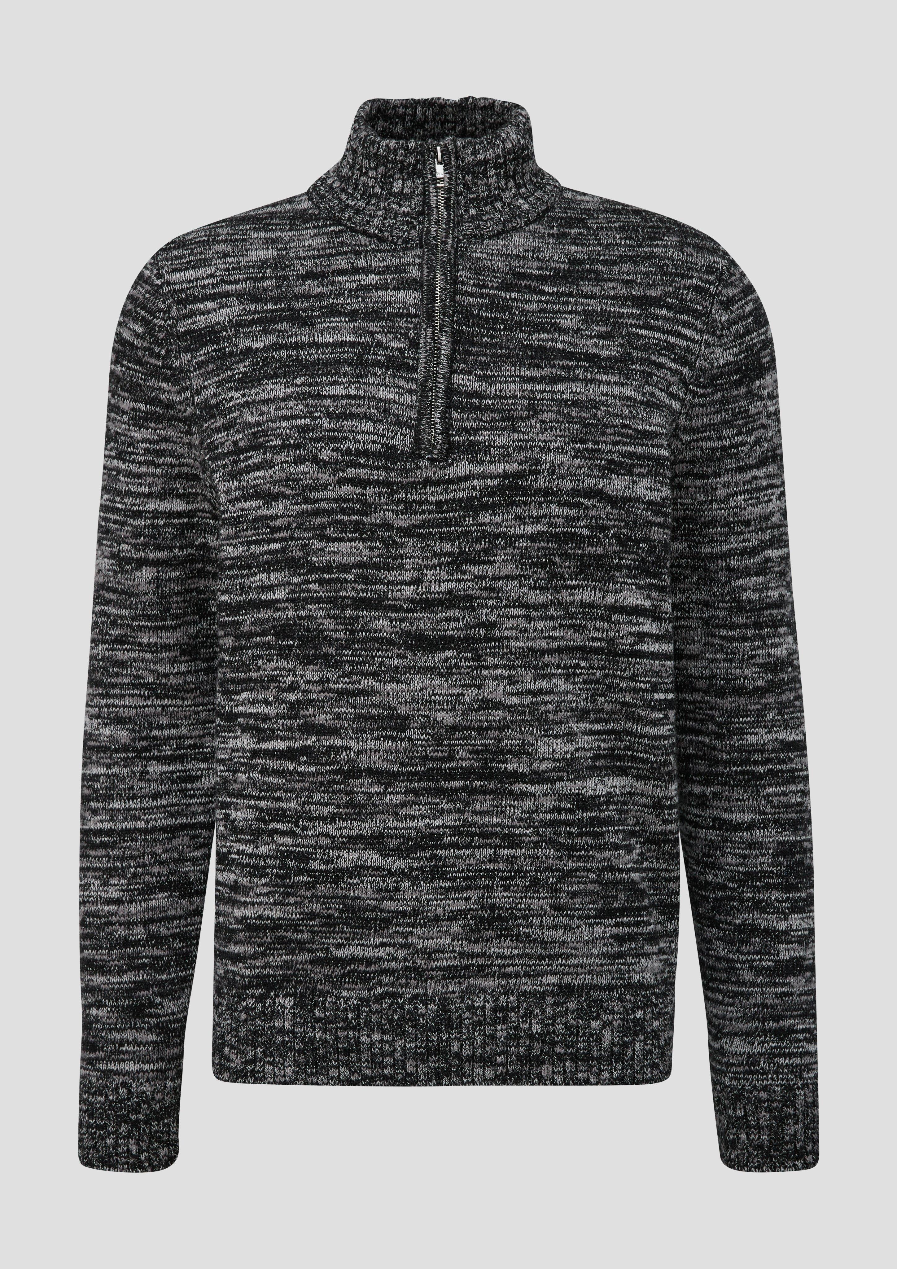 s.Oliver - Troyer-Pullover aus Moulinegarn, Herren, schwarz