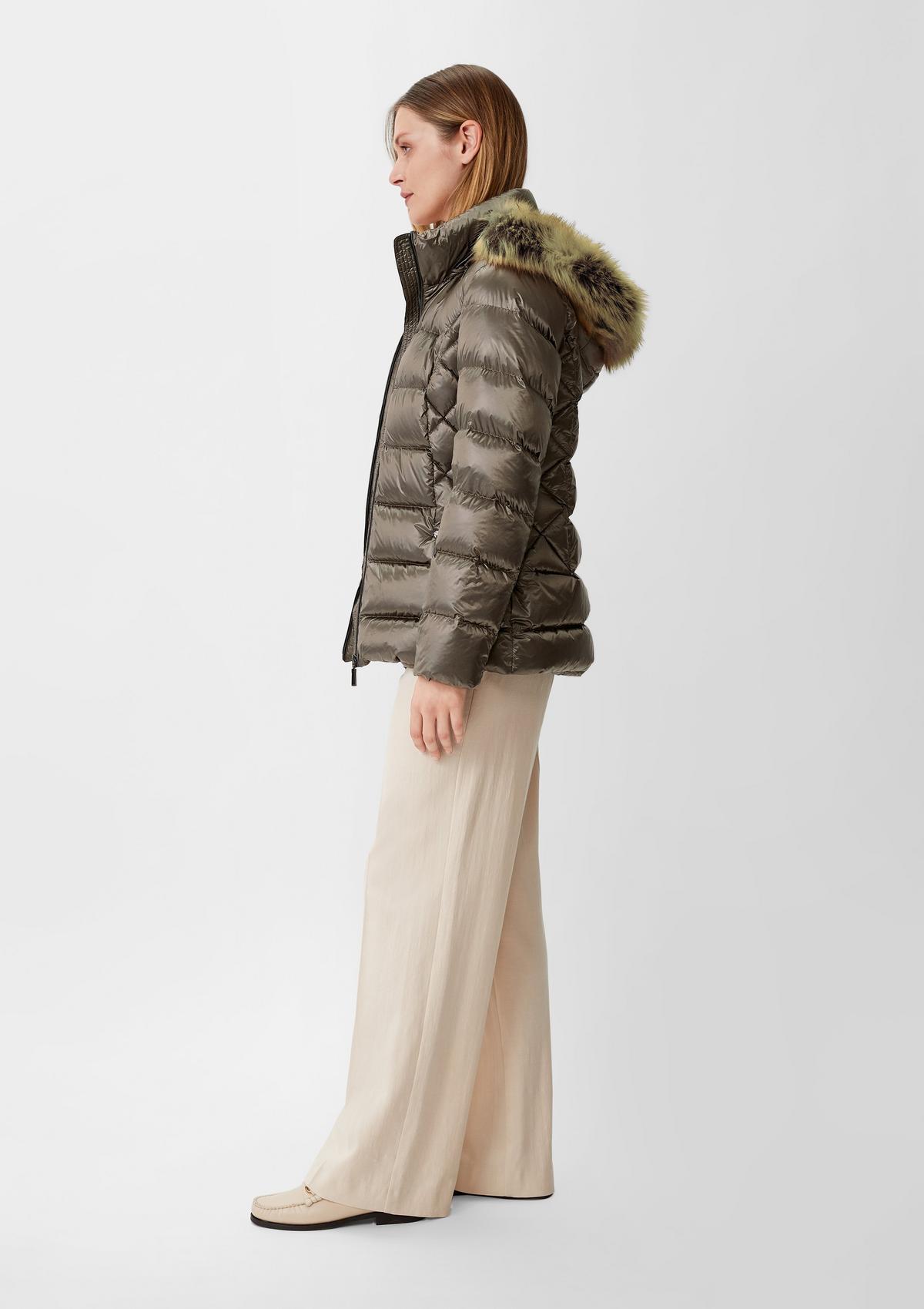 comma Quilted jacket with detachable faux fur