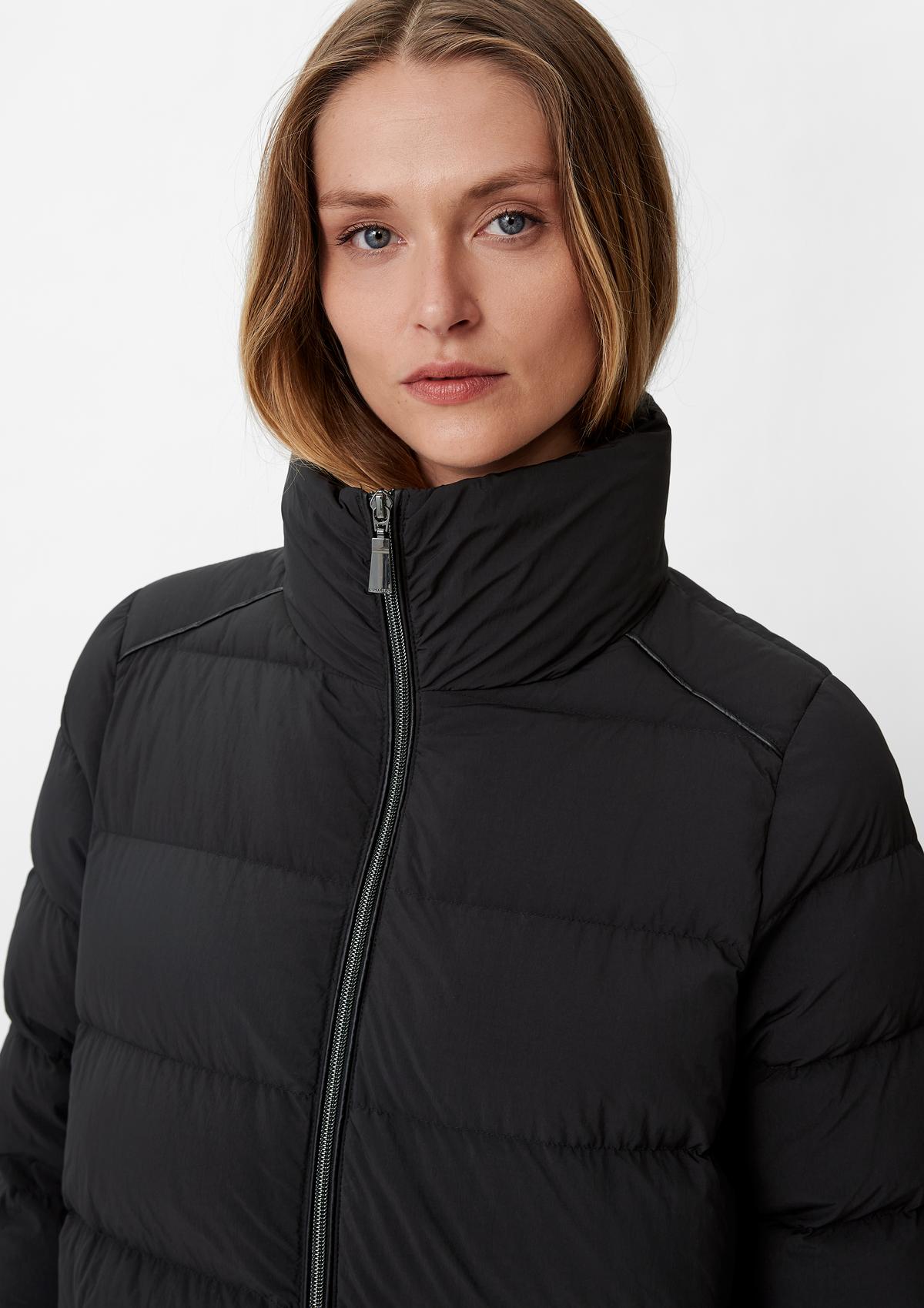 Quilted coat with a stand-up collar - black | Comma