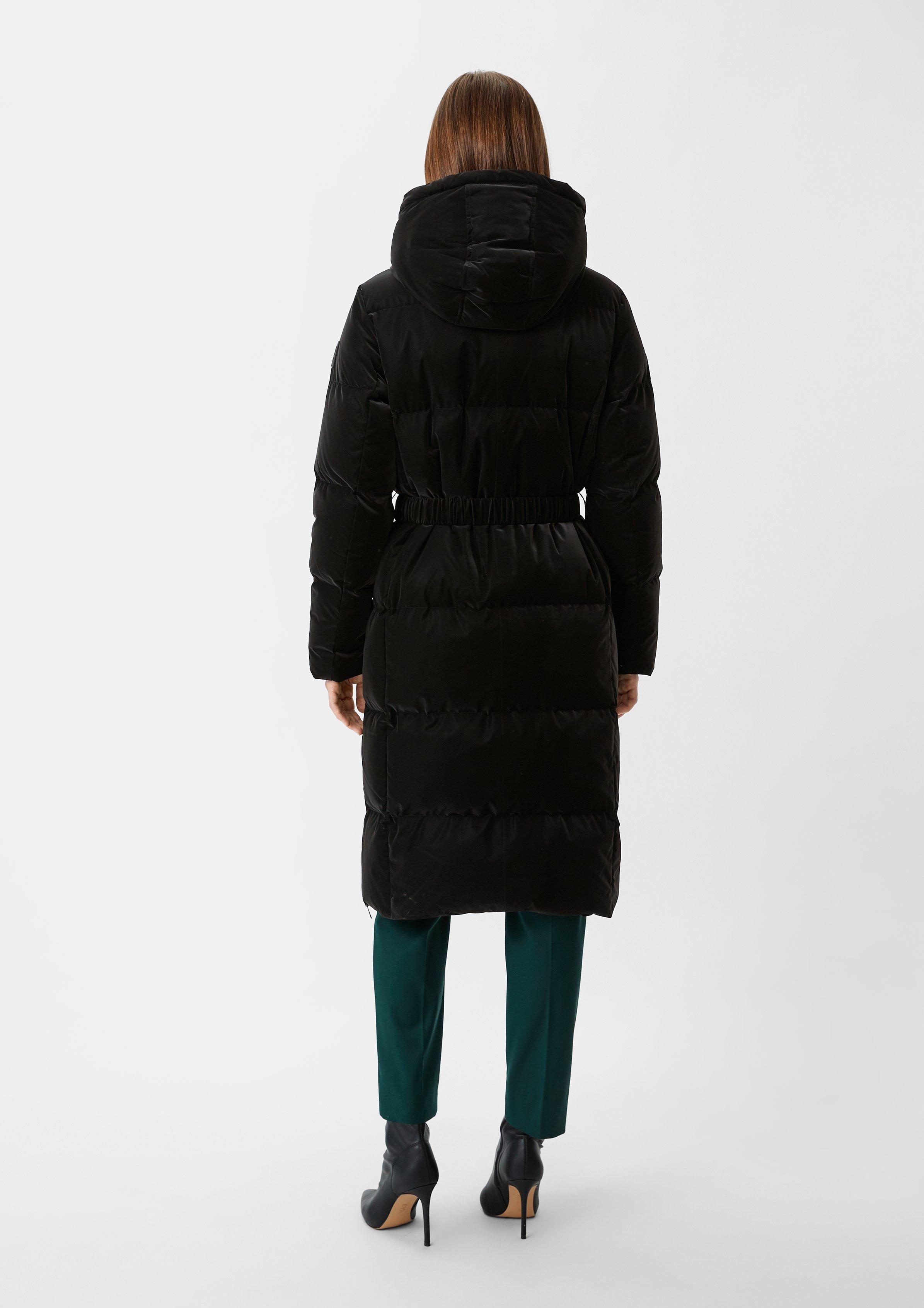 Down coat with textile belt black Comma