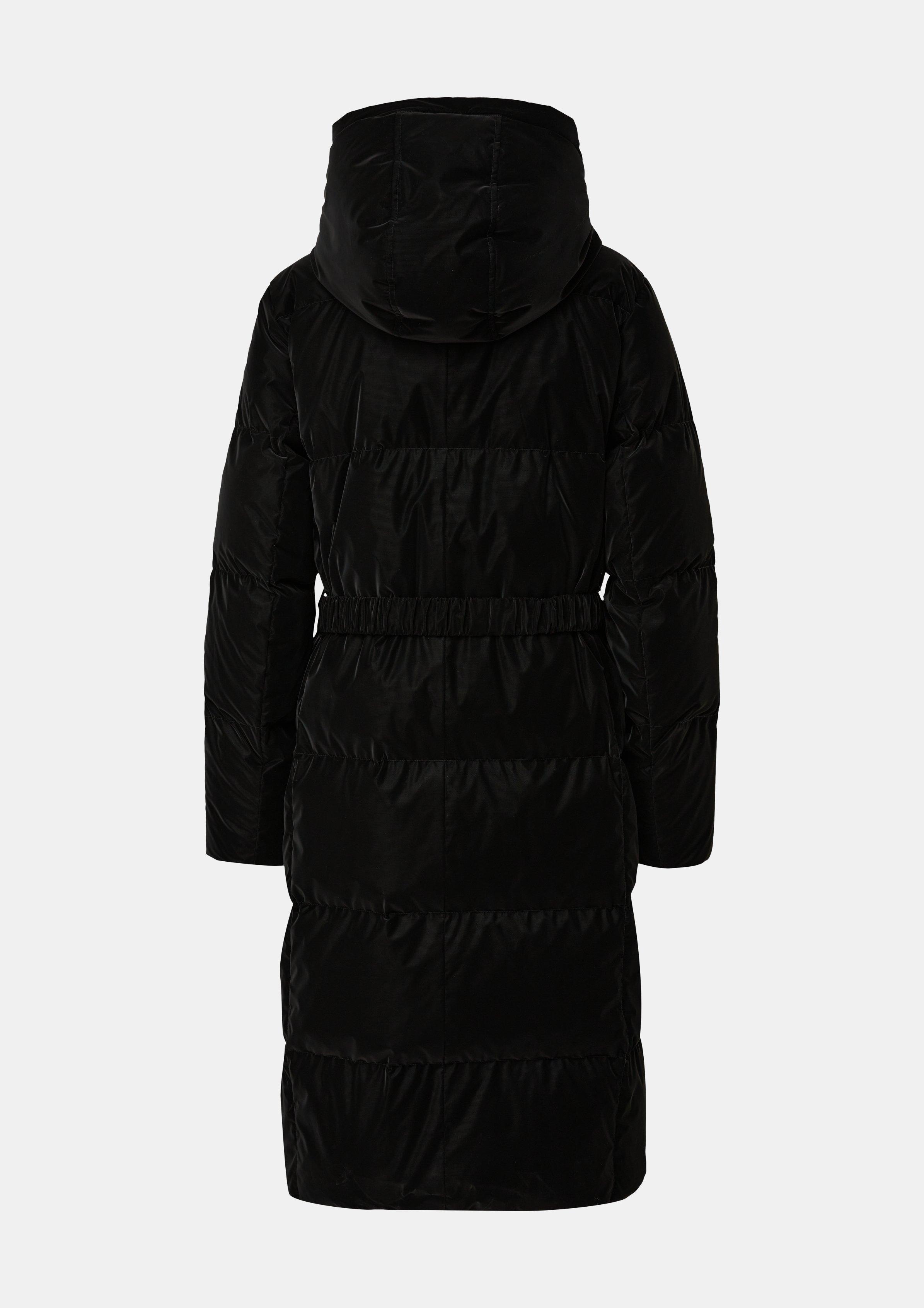 Down coat with textile belt black Comma
