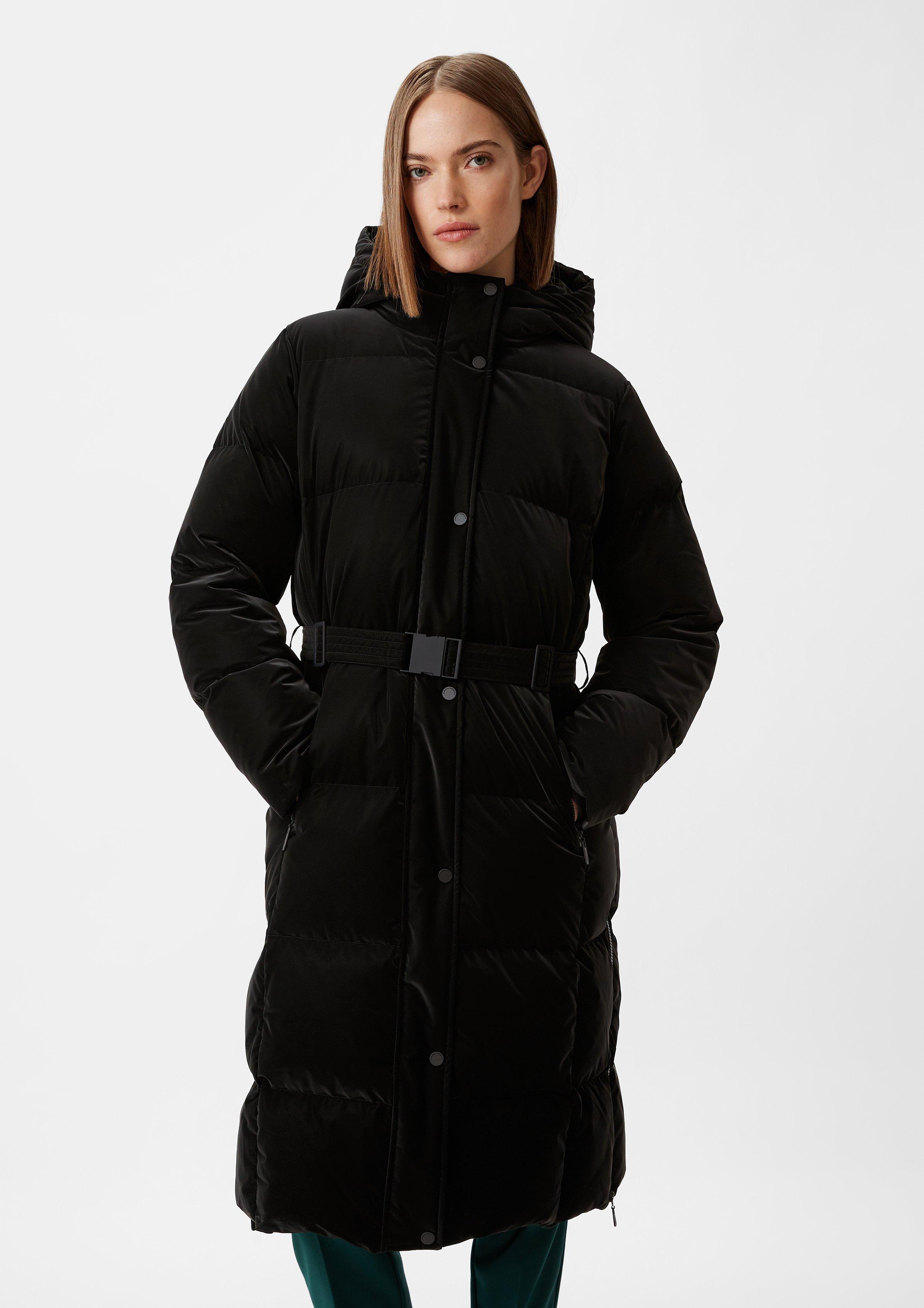 Down coat with textile belt - black | Comma