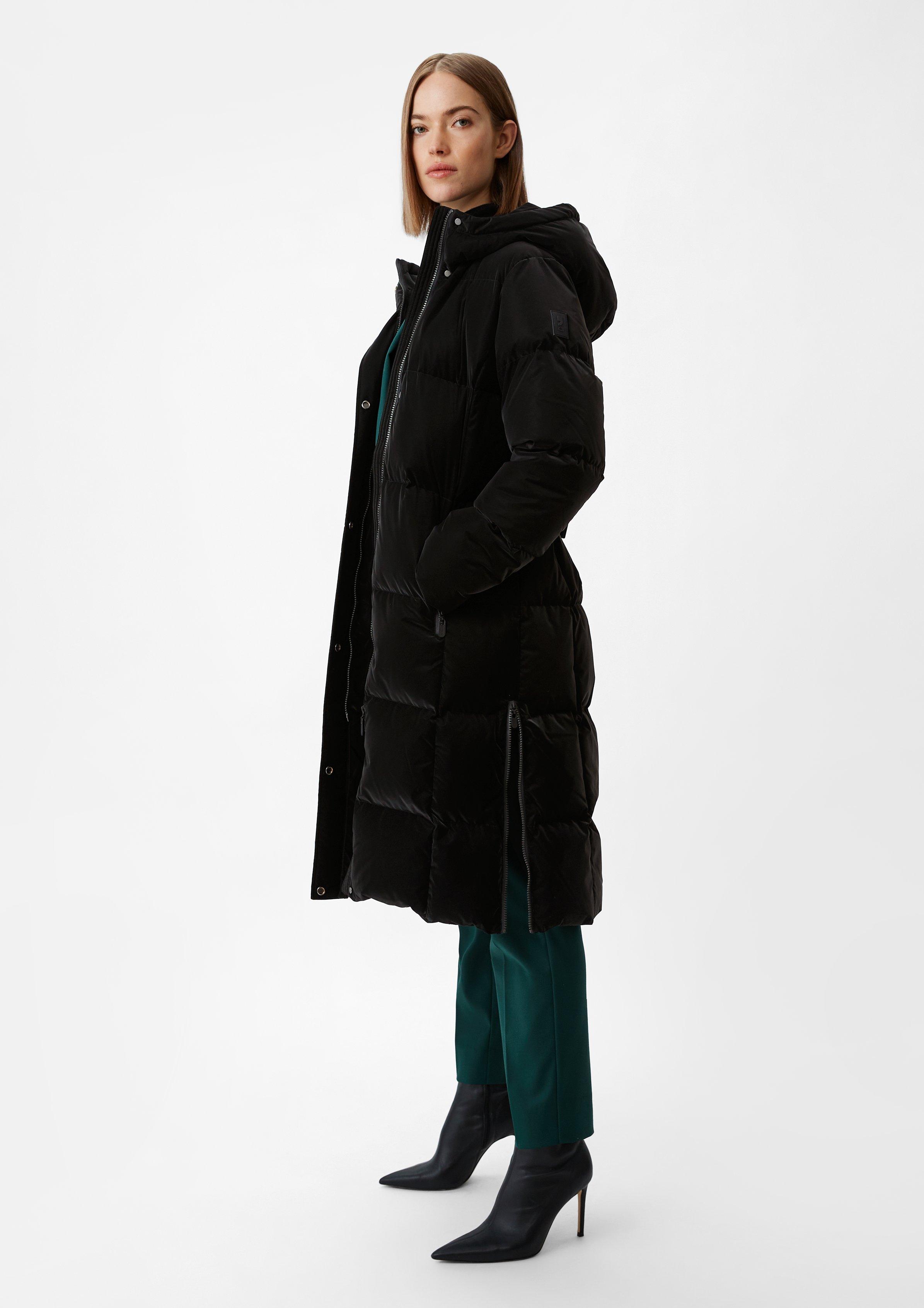 Down coat with textile belt black Comma