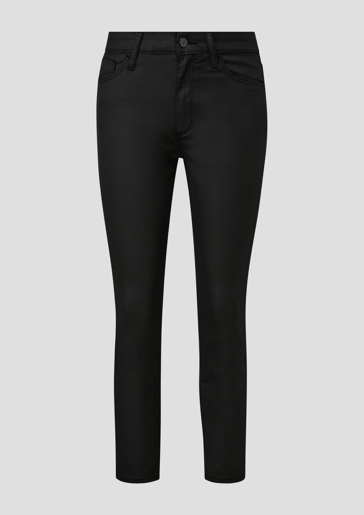B: Coated denim trousers - black