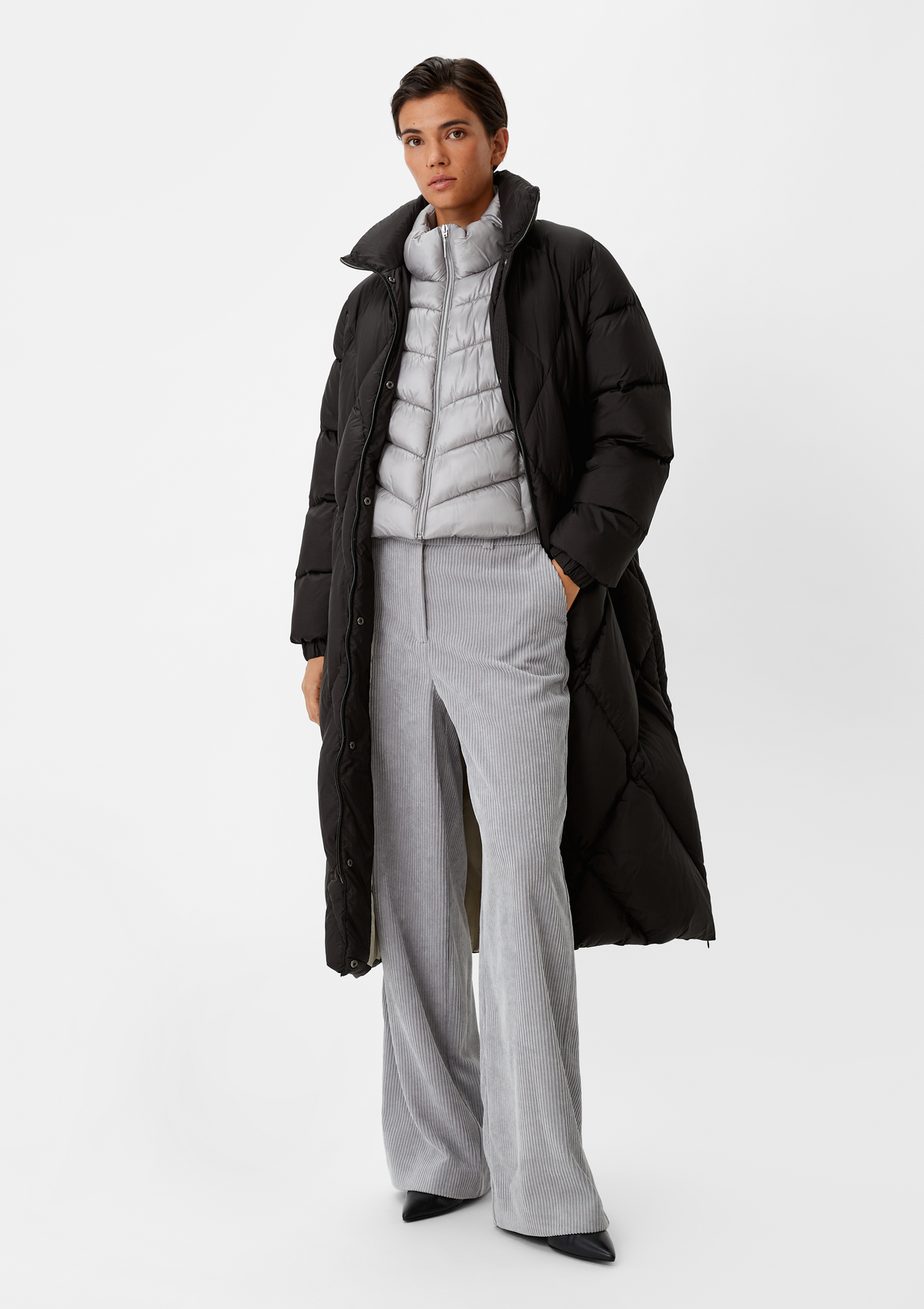 Nylon quilted coat - black | Comma