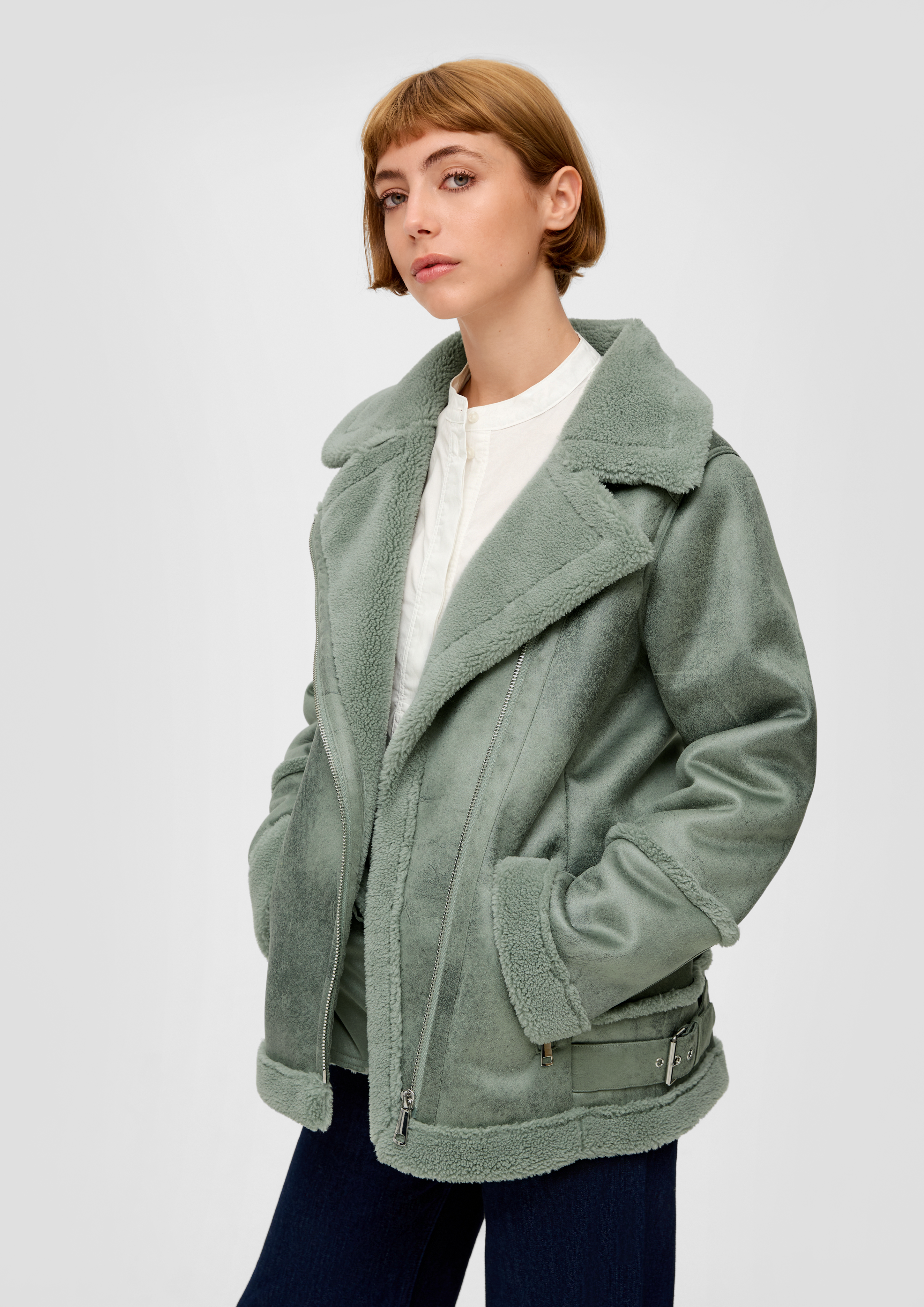 Faux fur cheap aviator jacket