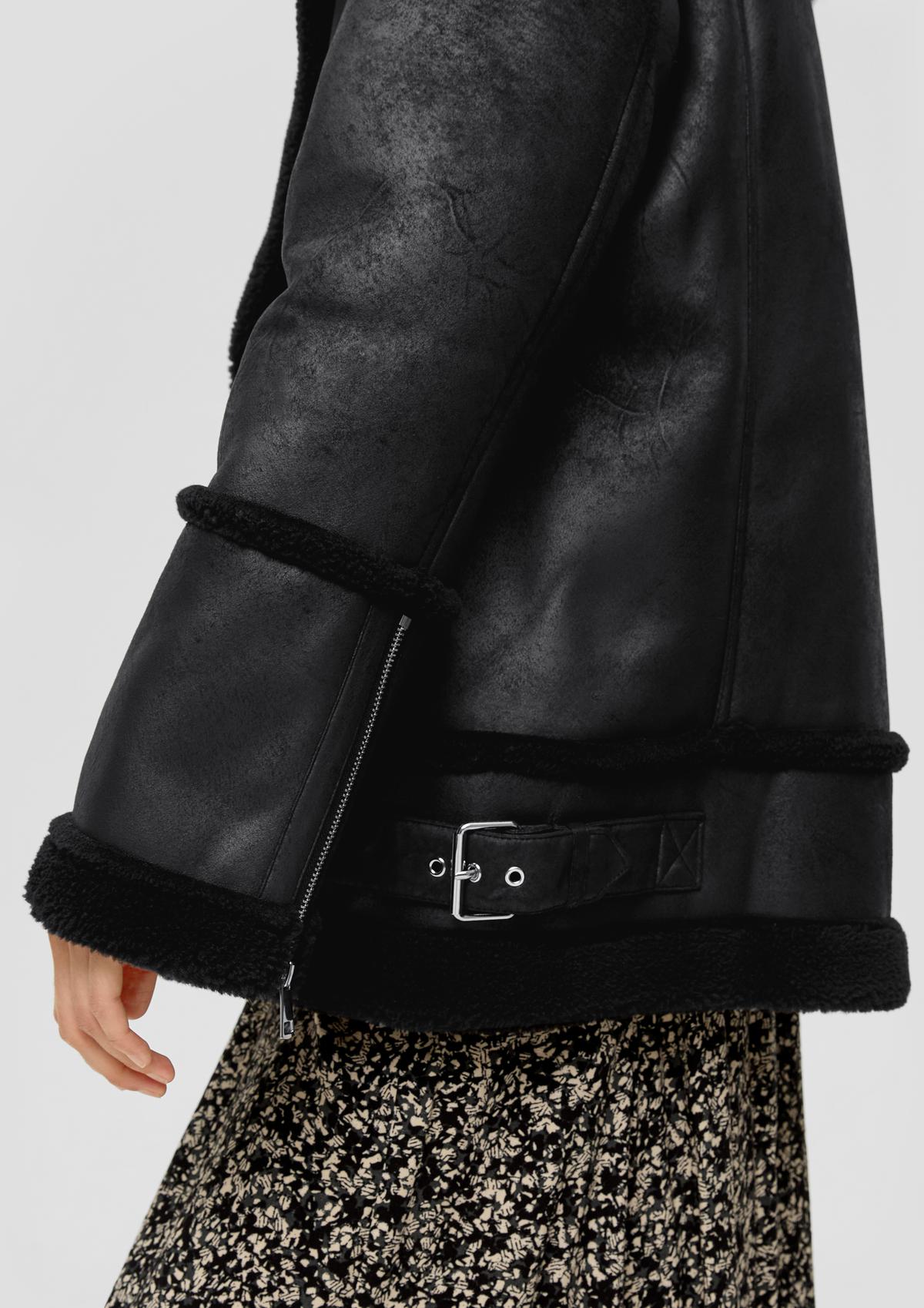 s.Oliver Aviator-style faux leather jacket