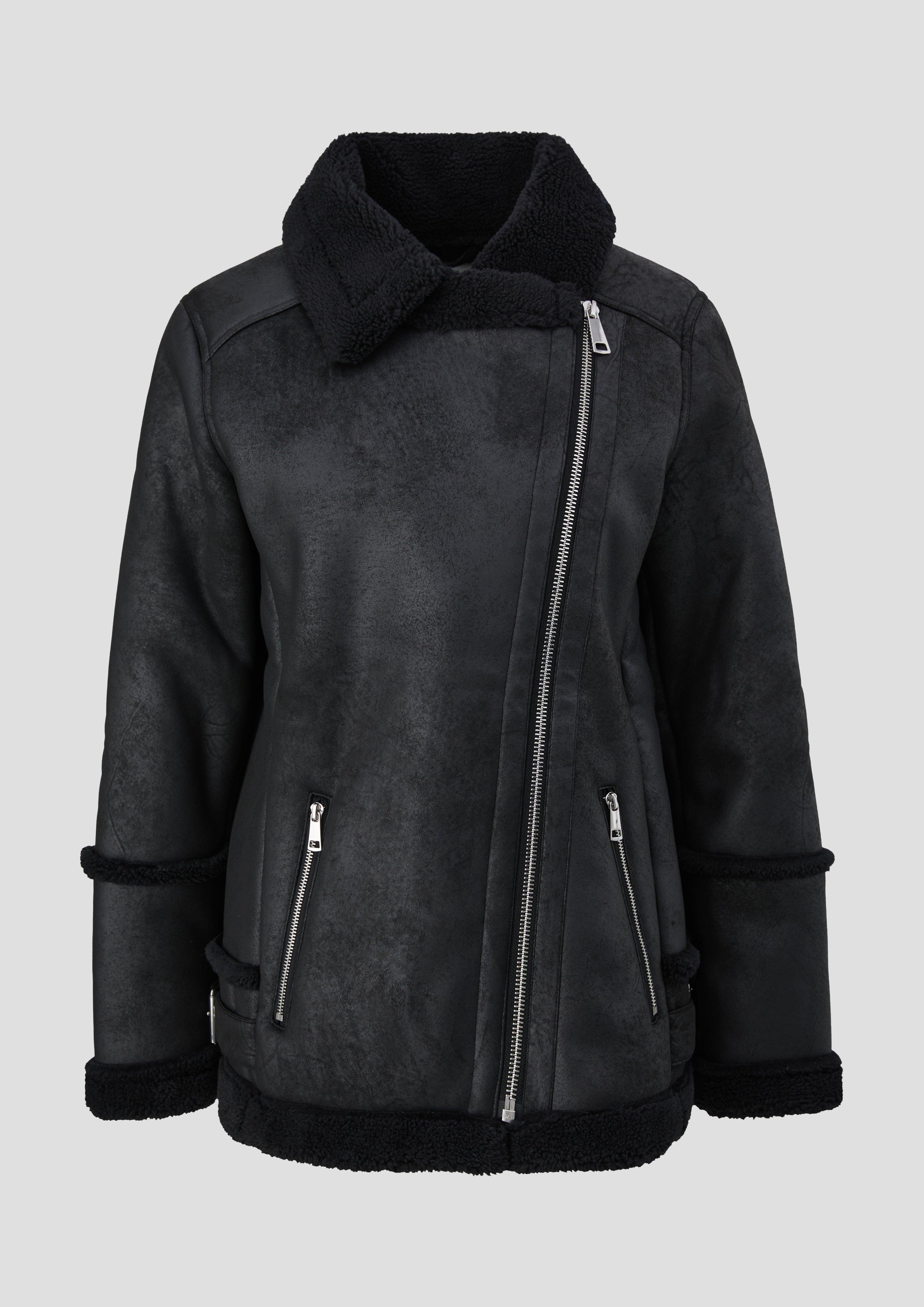 s.Oliver - Jacke aus Lederimitat im Aviator-Stil, Damen, schwarz