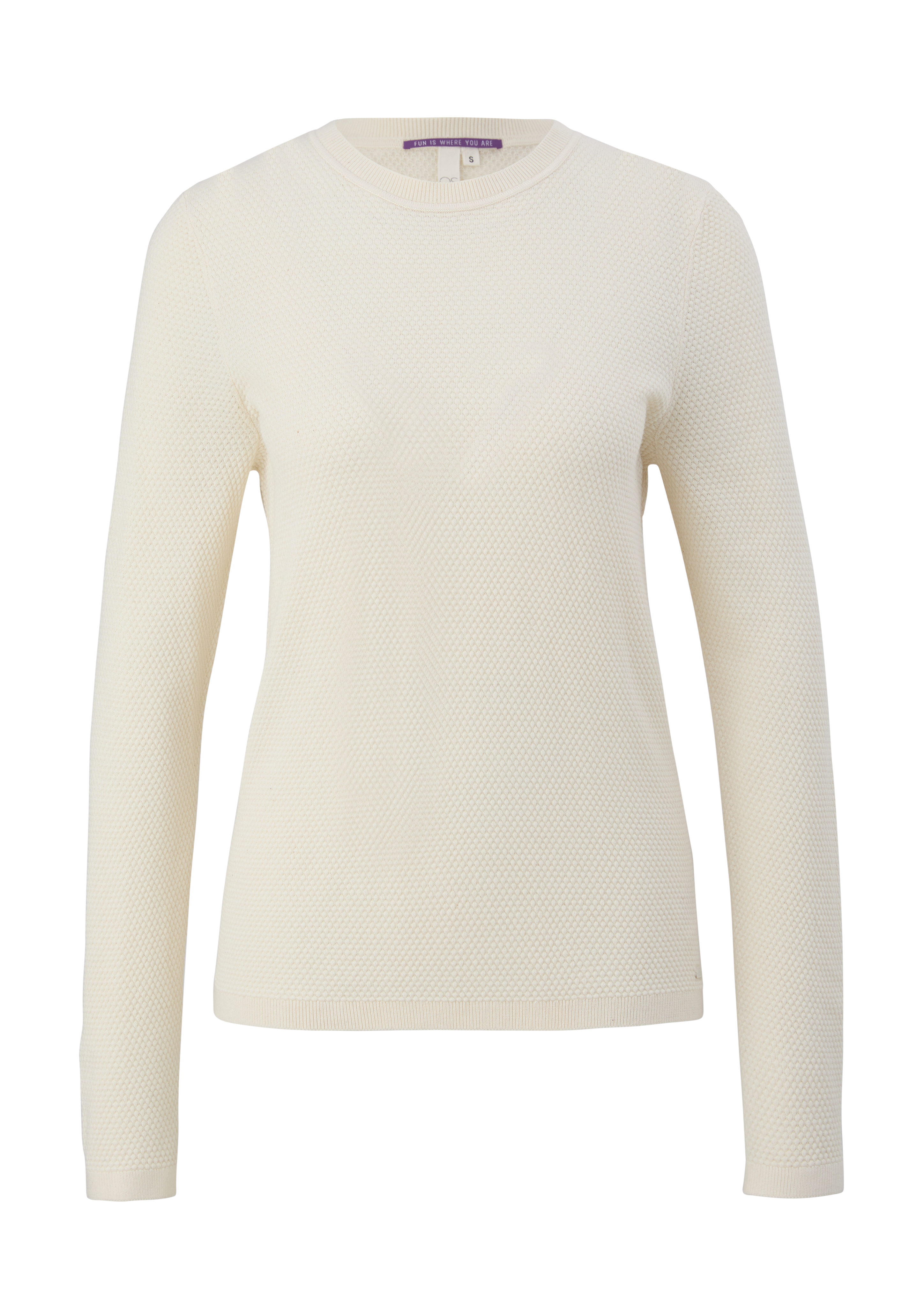 QS - Pullover aus Baumwoll-Viskose-Mix, Damen, creme