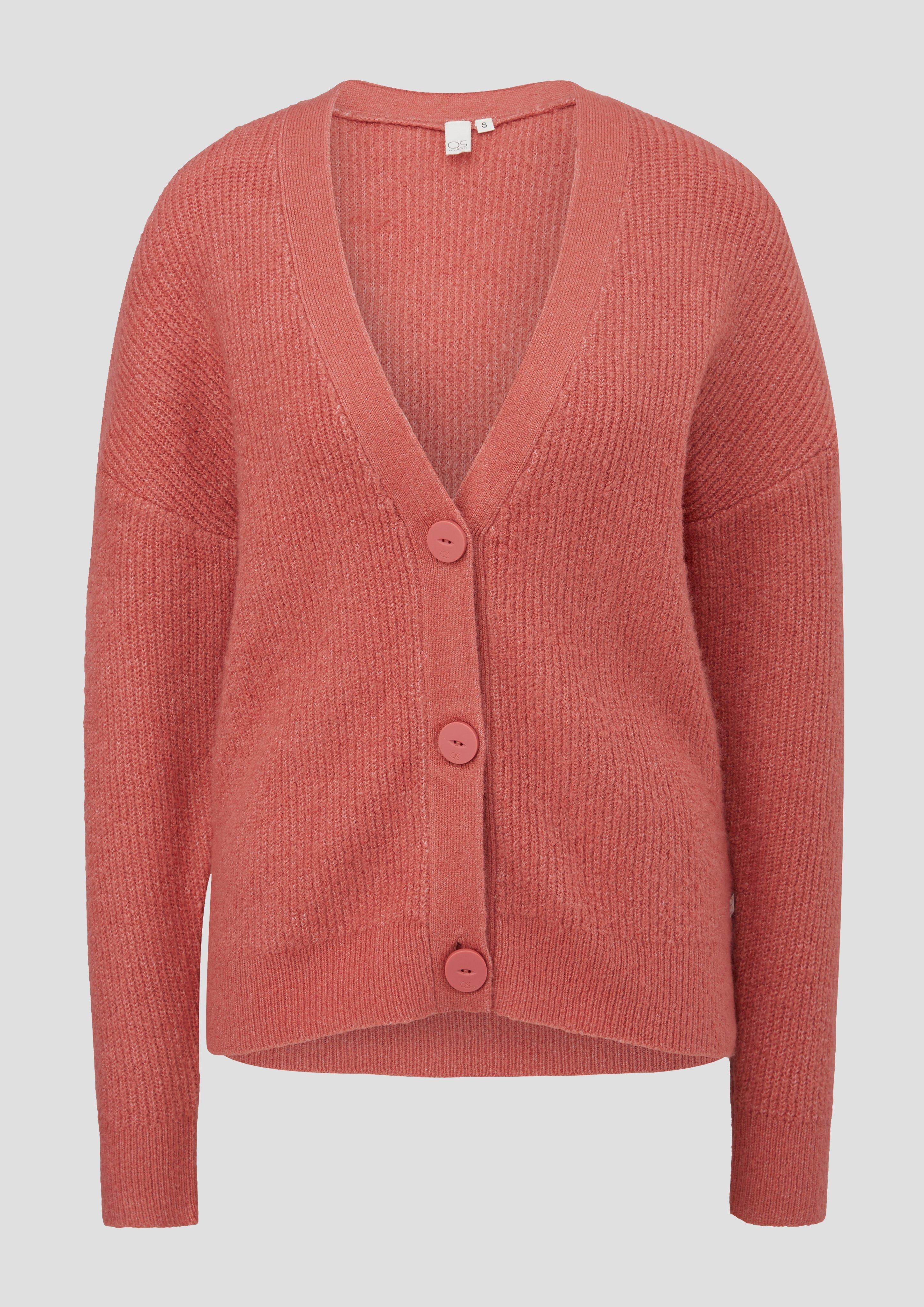 QS - Cardigan aus Rippstrick, Damen, Orange