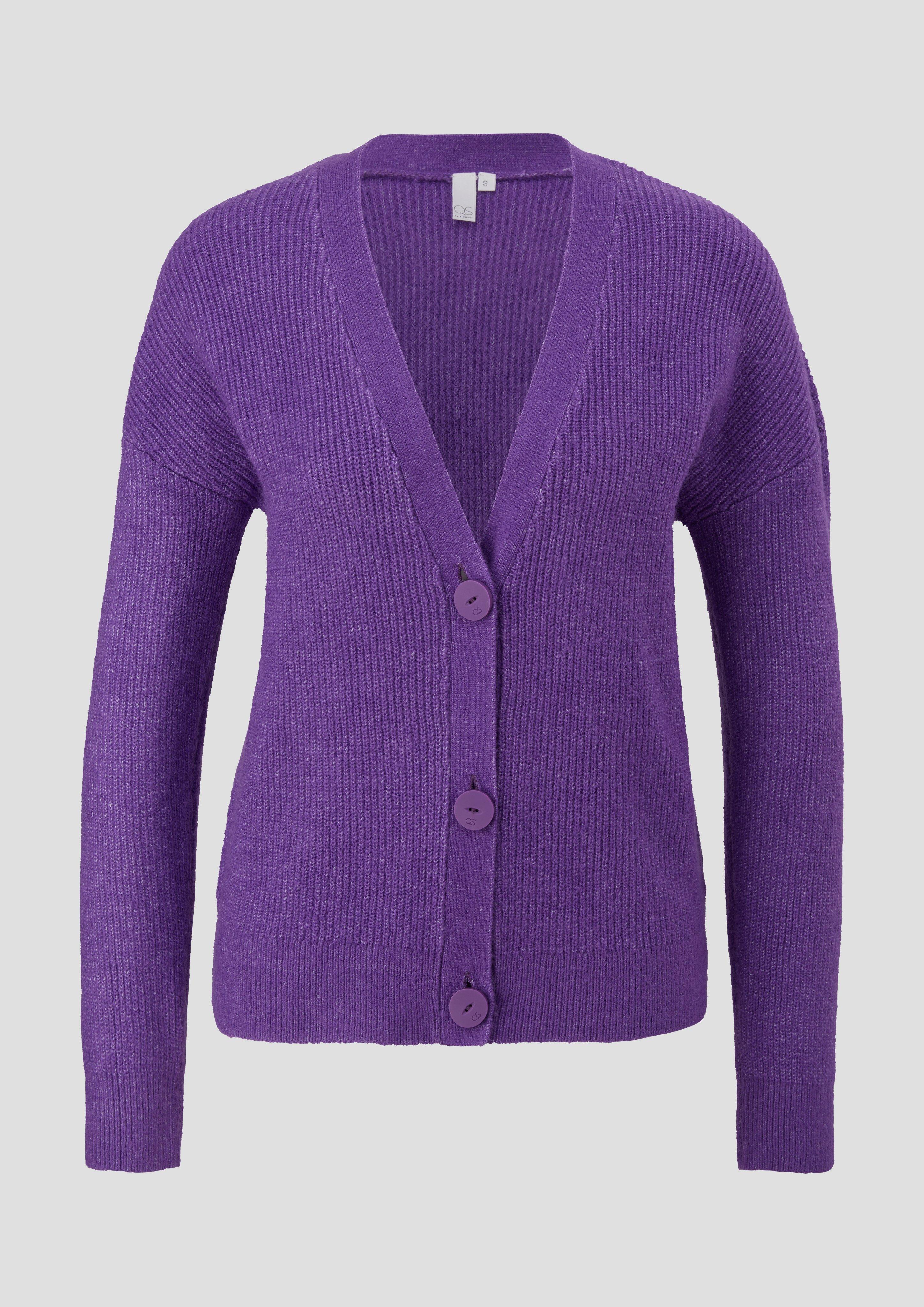 QS - Cardigan aus Rippstrick, Damen, lila