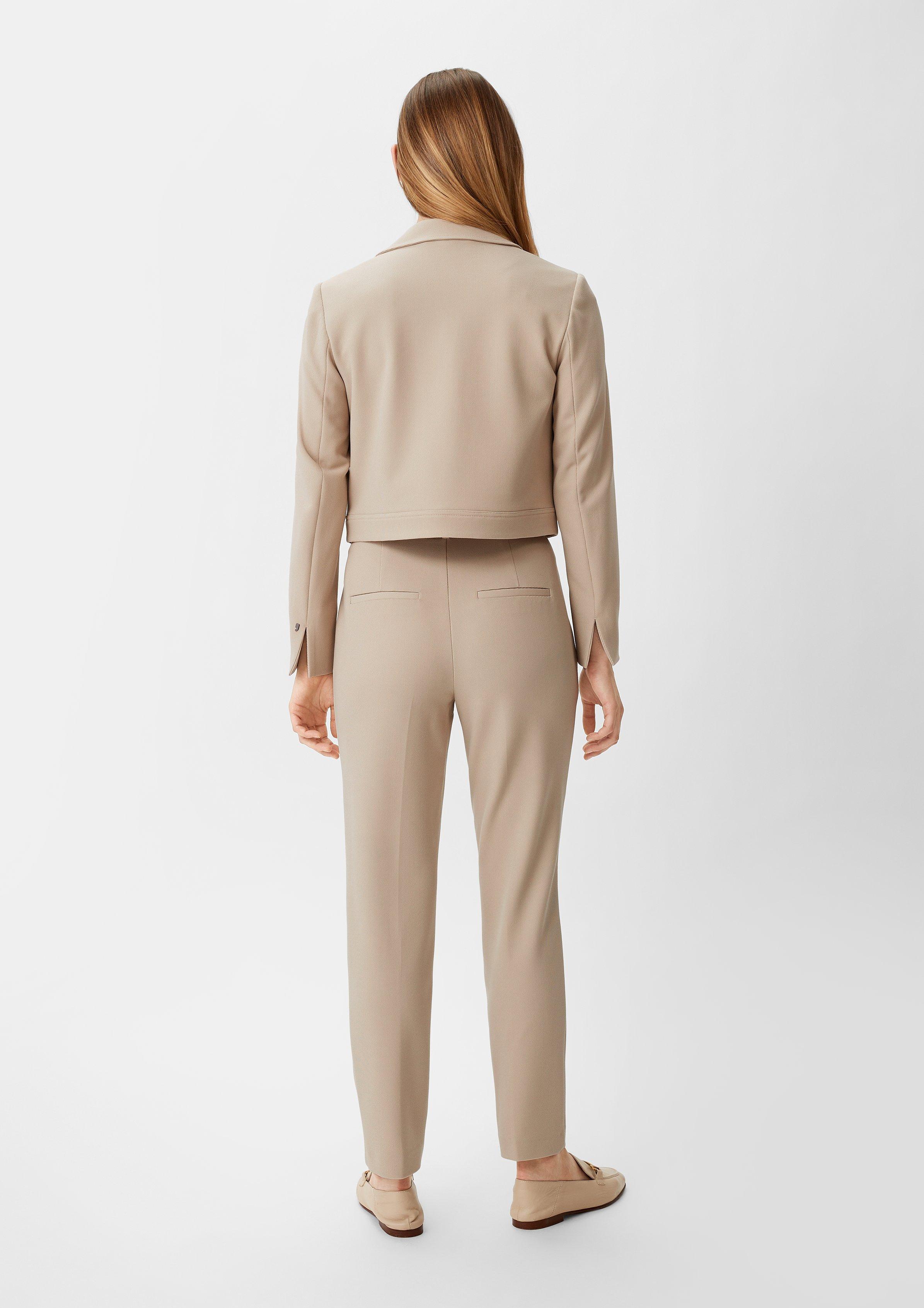 Short viscose blend blazer - Beige | SCAYLE