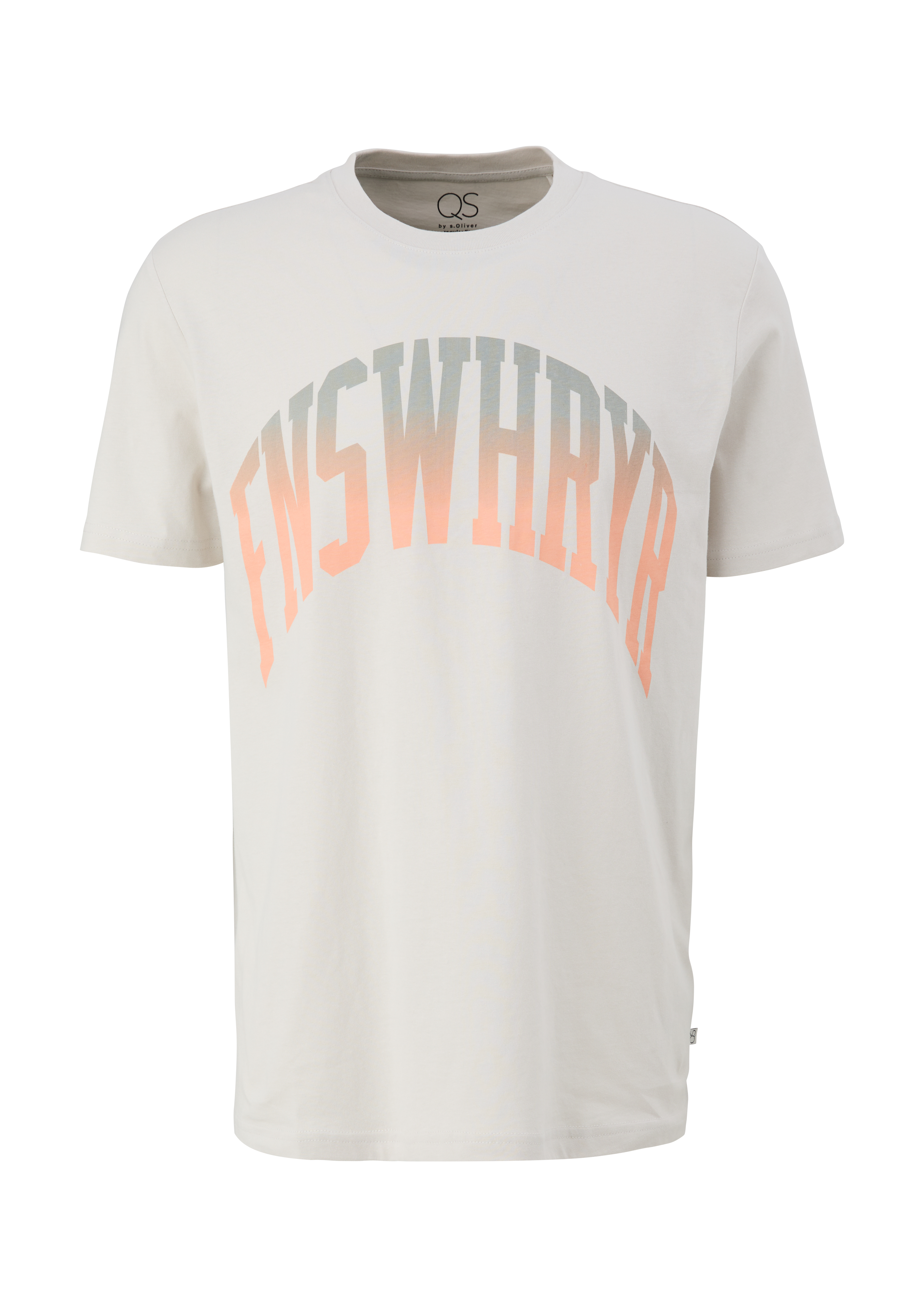 QS - T-Shirt mit Frontprint, Herren, creme