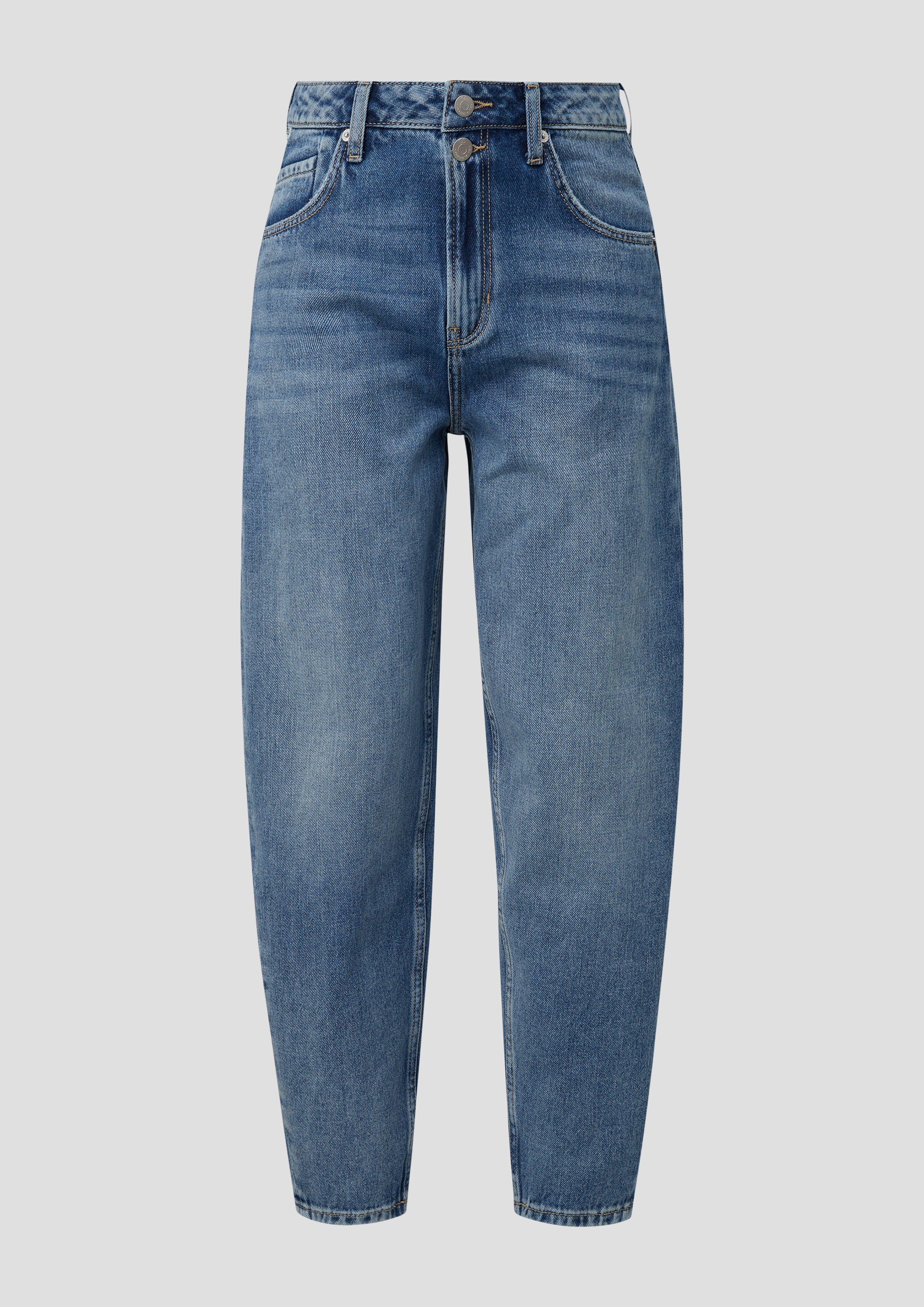 QS - Jeans Balloon / Relaxed Fit / High Rise / Tapered Leg, Damen, blau