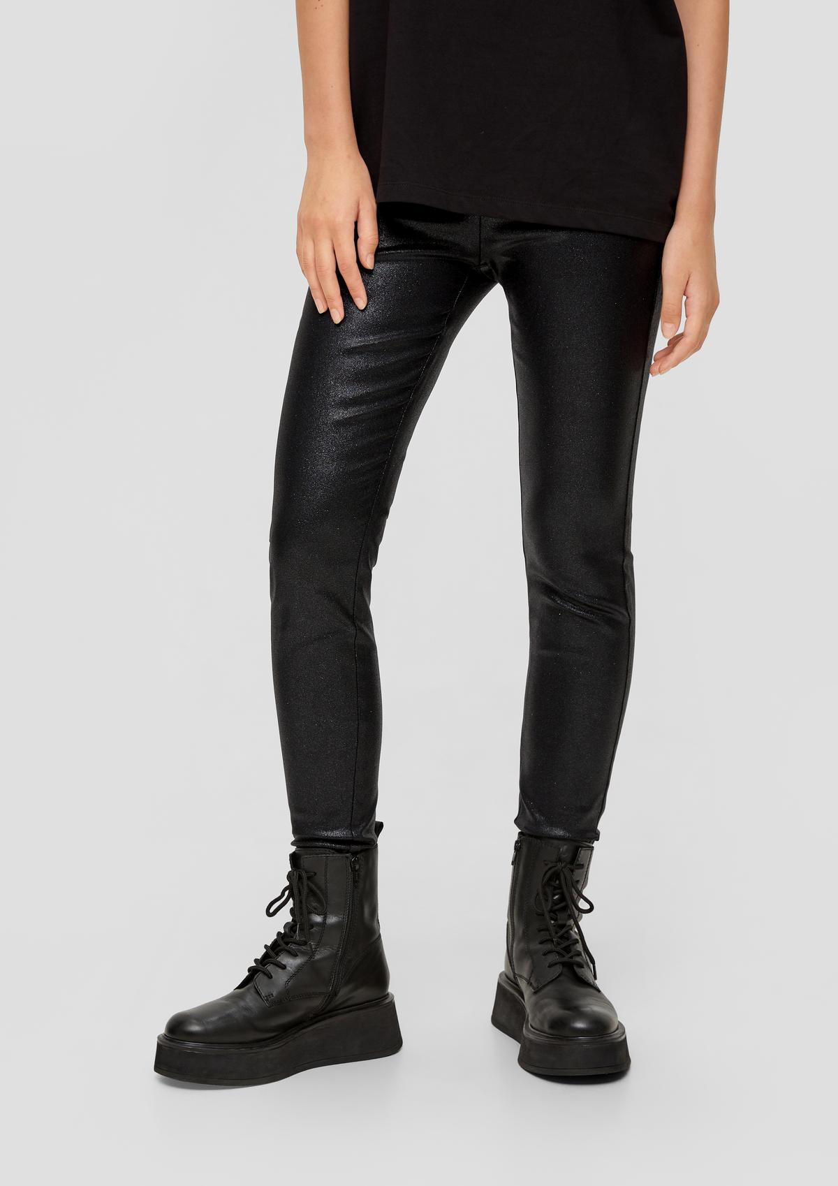 Slim fit: leggings in a glittery design | QS x Elif - black