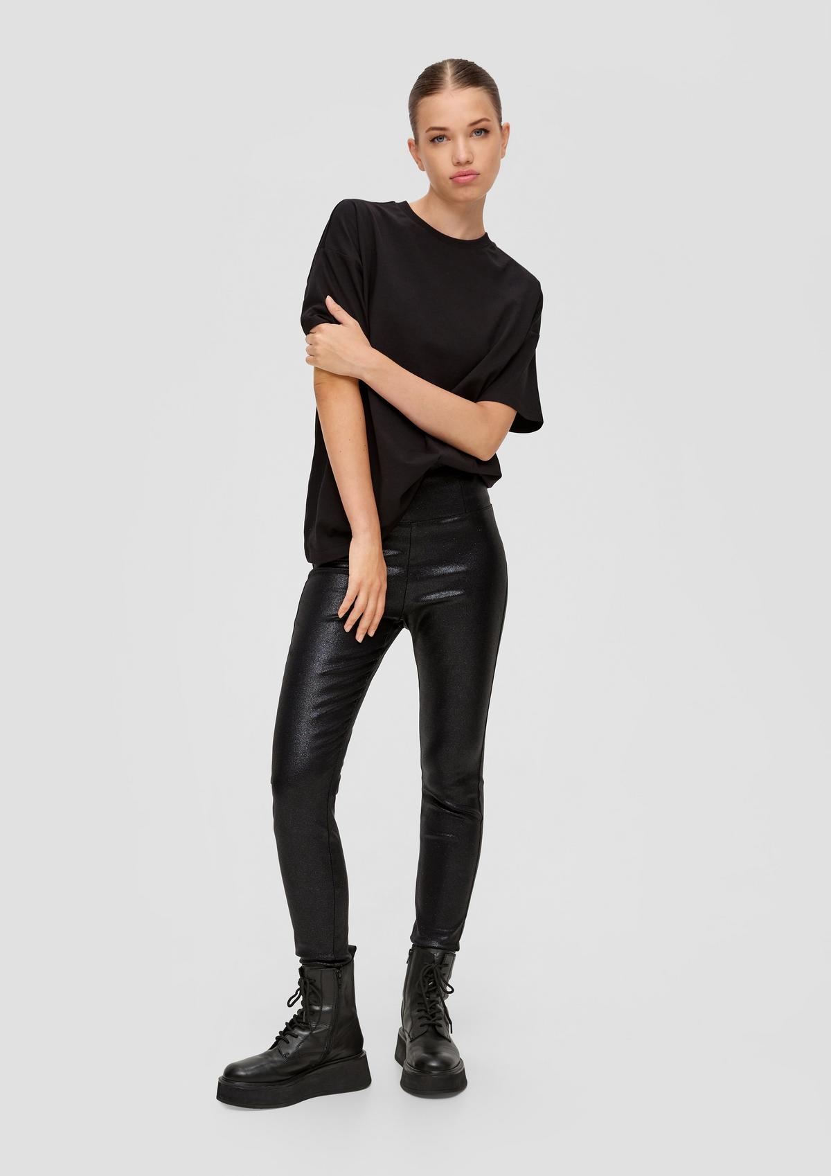 Slim fit: leggings in a glittery design | QS x Elif - black
