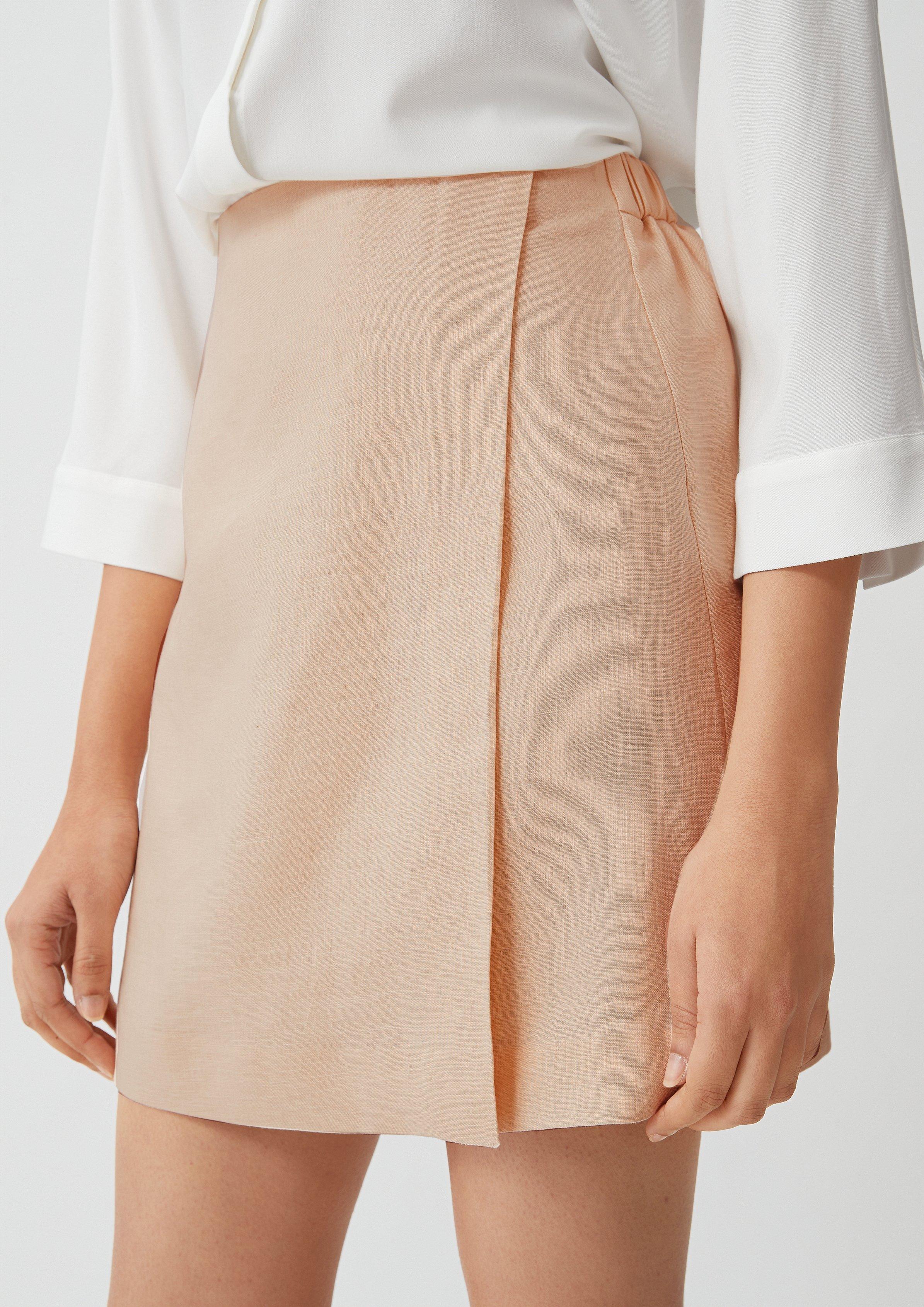 Short linen skirt beige Comma