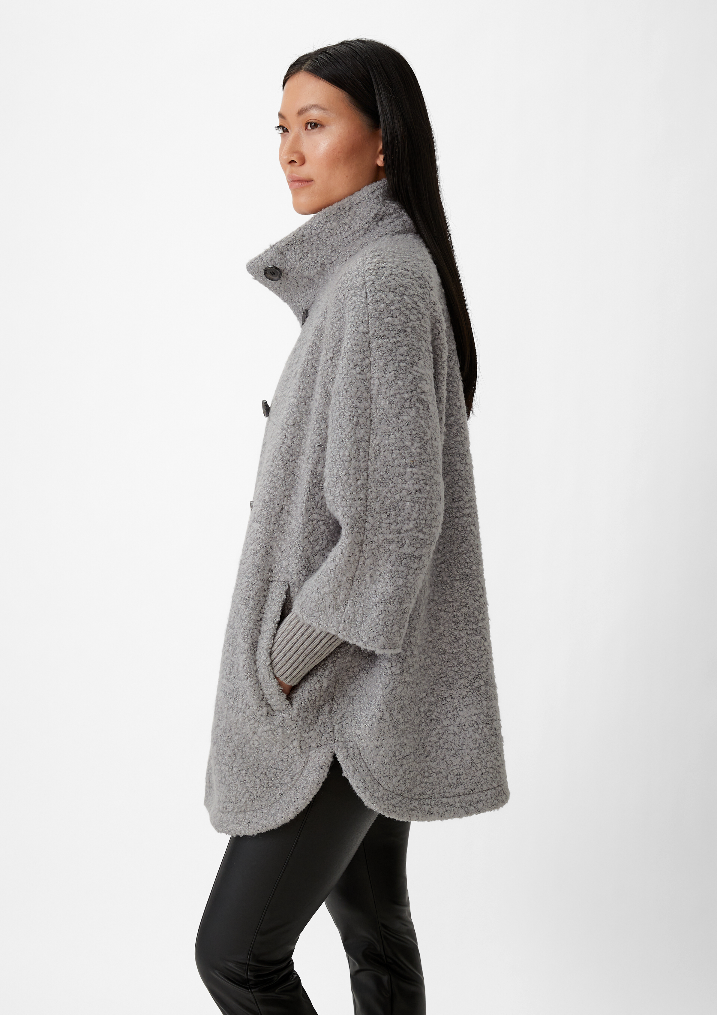 Grey boucle clearance coat