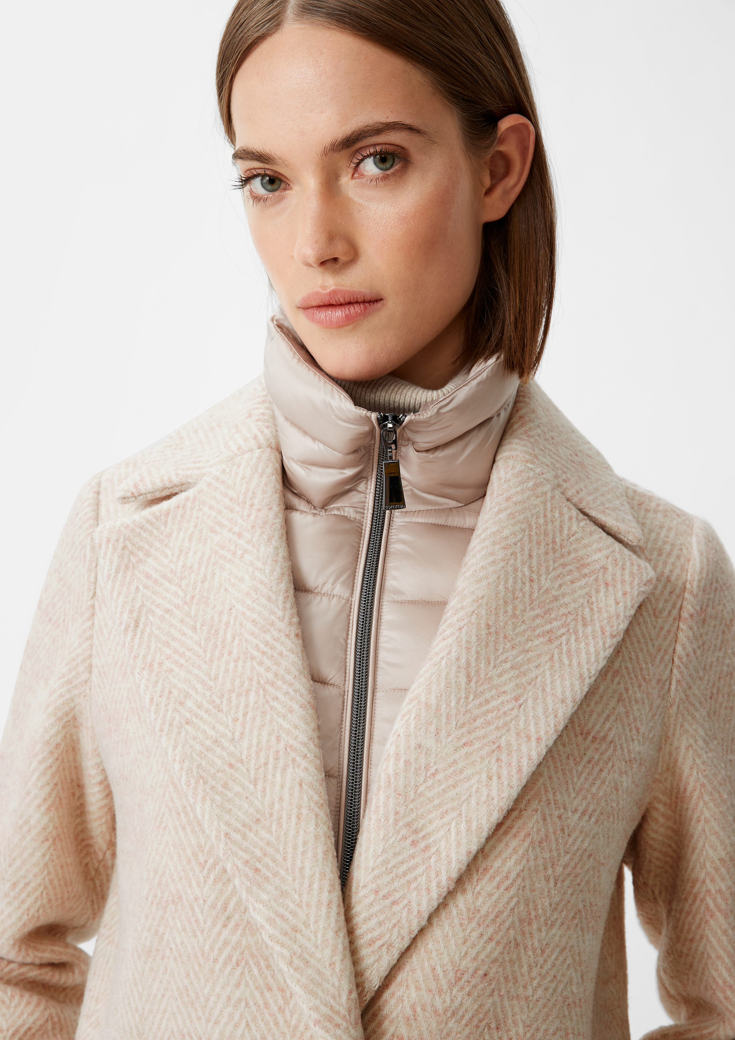 Wollmix-Mantel mit fixiertem Einsatz - beige | Comma 