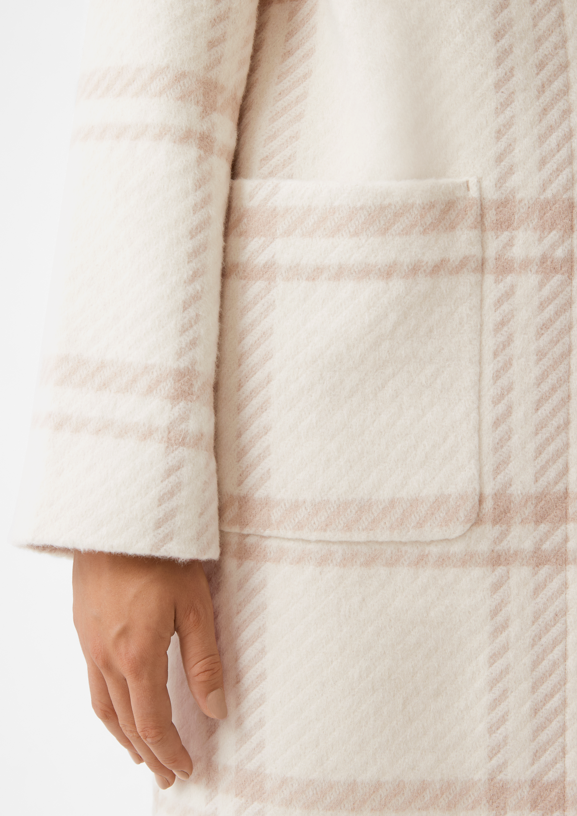 Checked wool blend coat white Comma