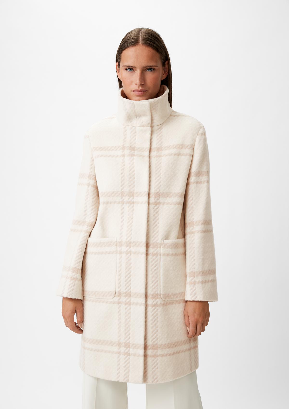 comma Checked wool blend coat