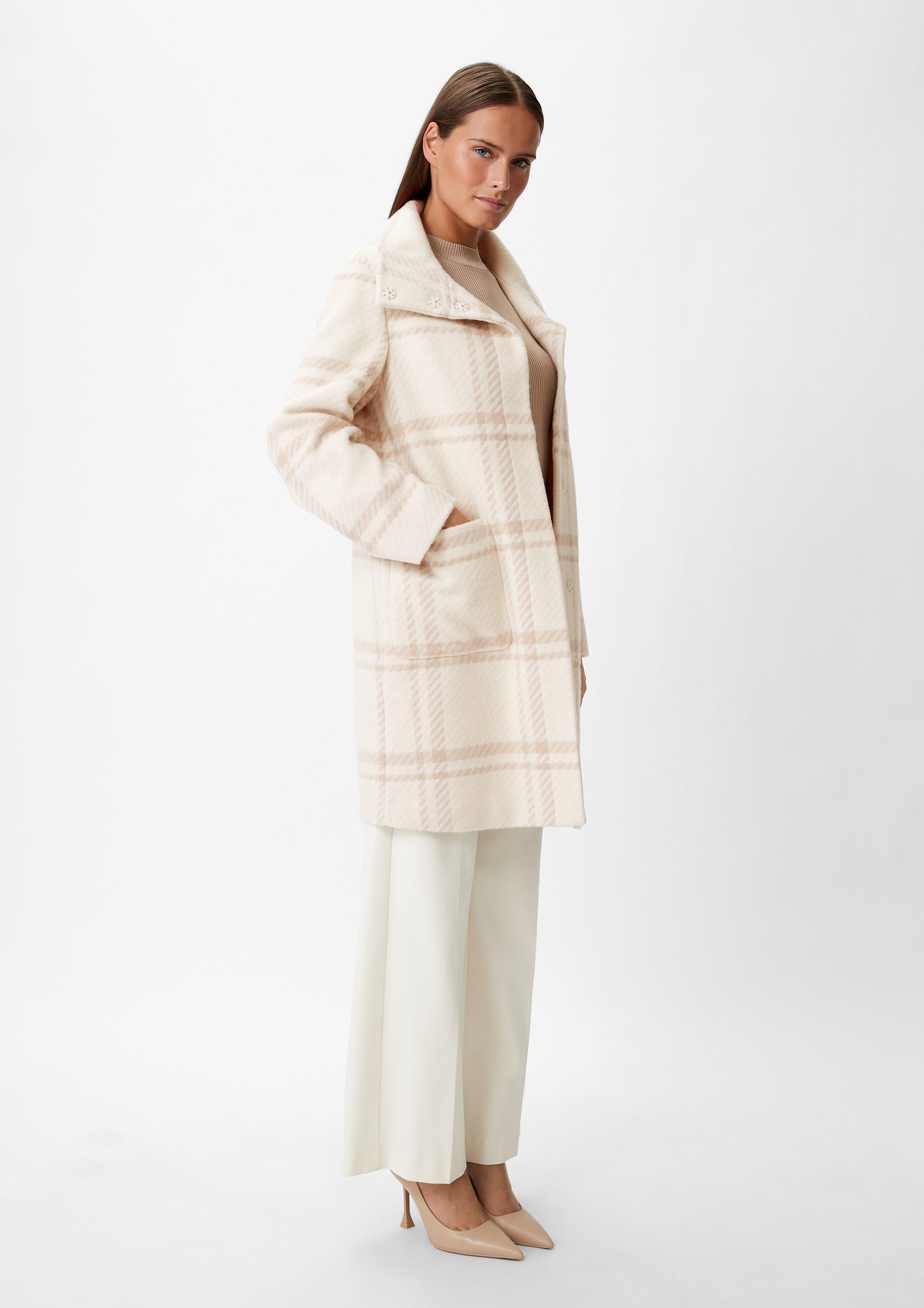 Checked wool blend coat - white | Comma Checked wool blend coat - white | Comma
