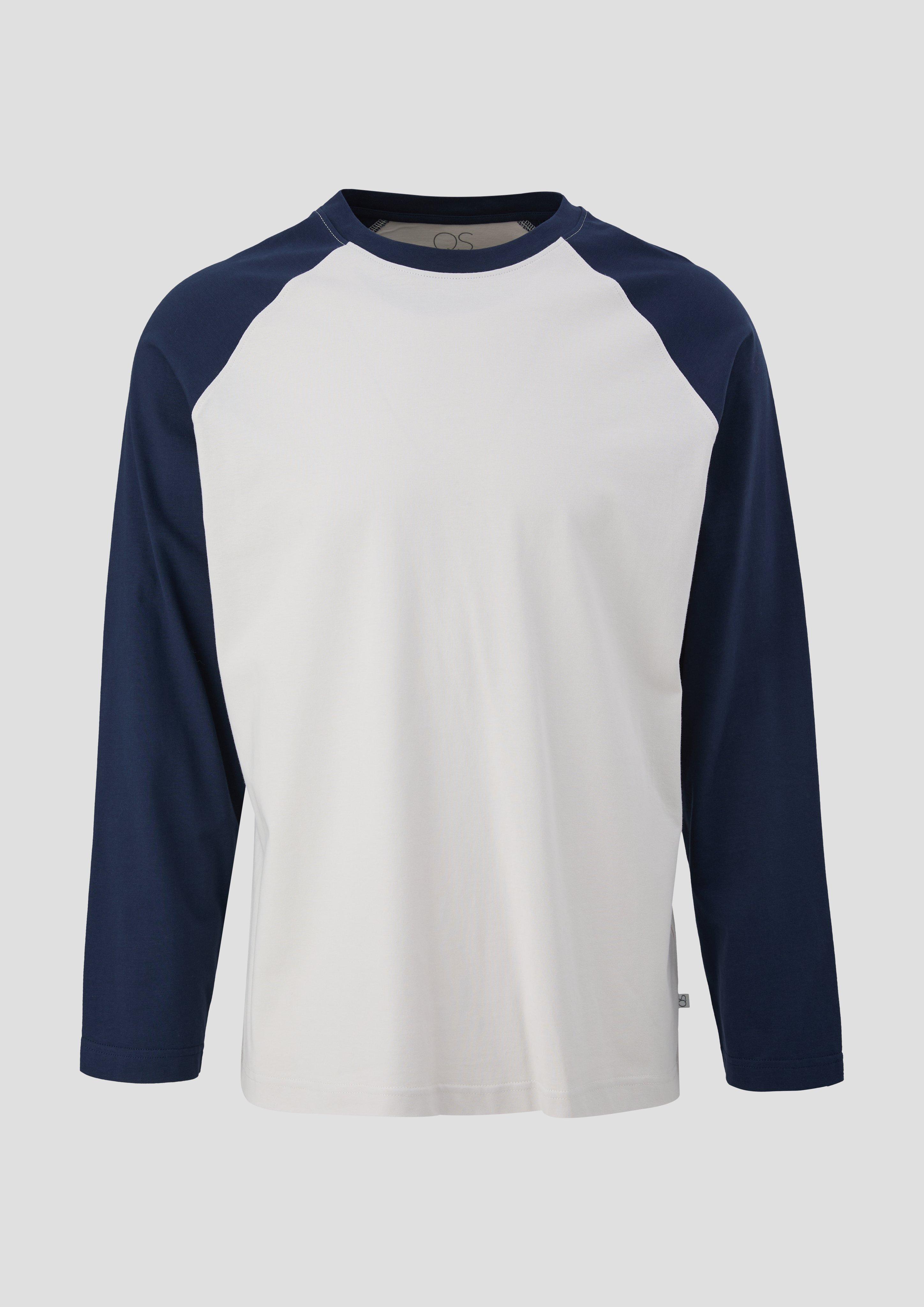 QS - Longsleeve mit Rückenprint, Herren, blau|creme