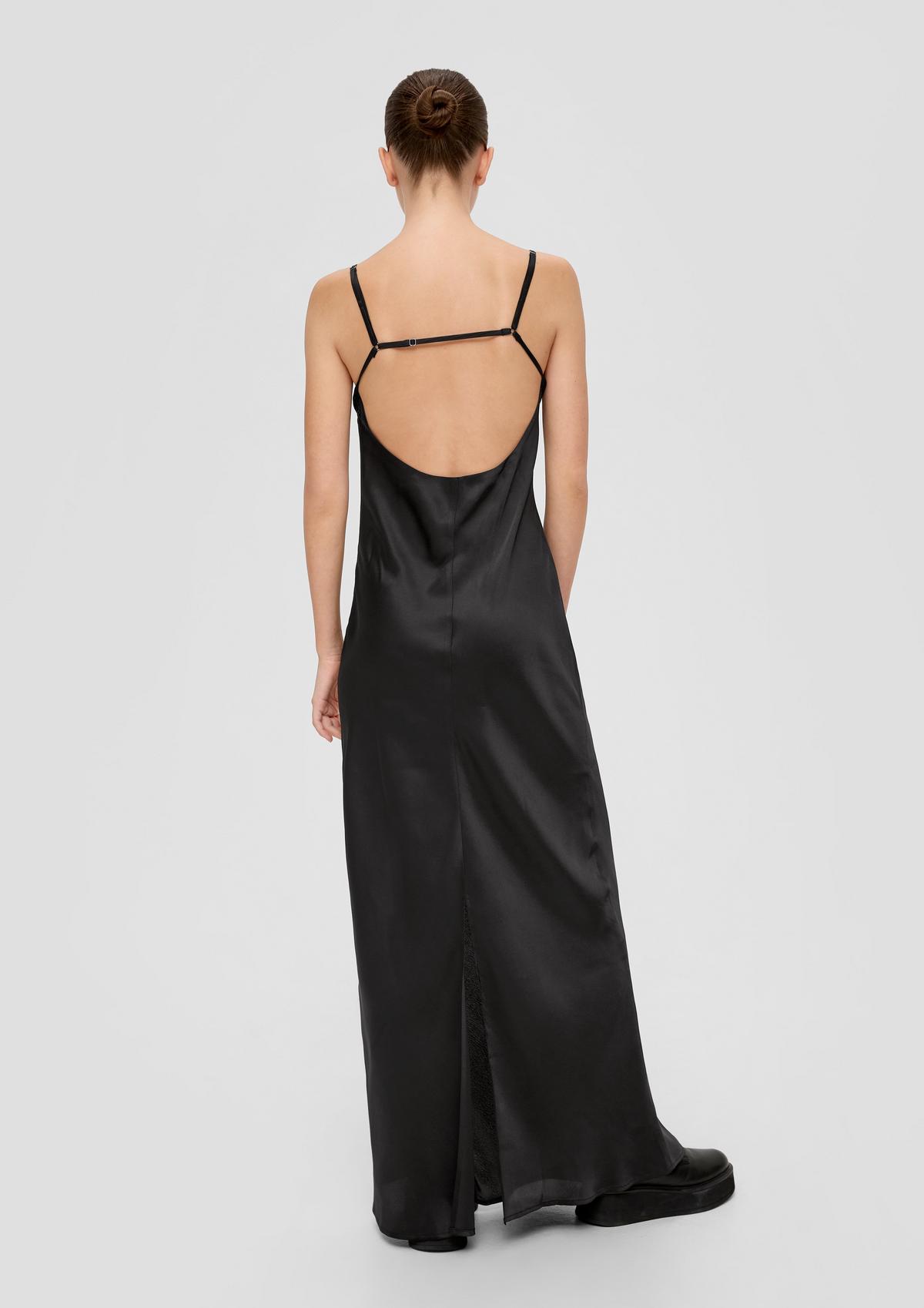 s.Oliver Satijnen jurk met detail van imitatieleer | QS x ELIF