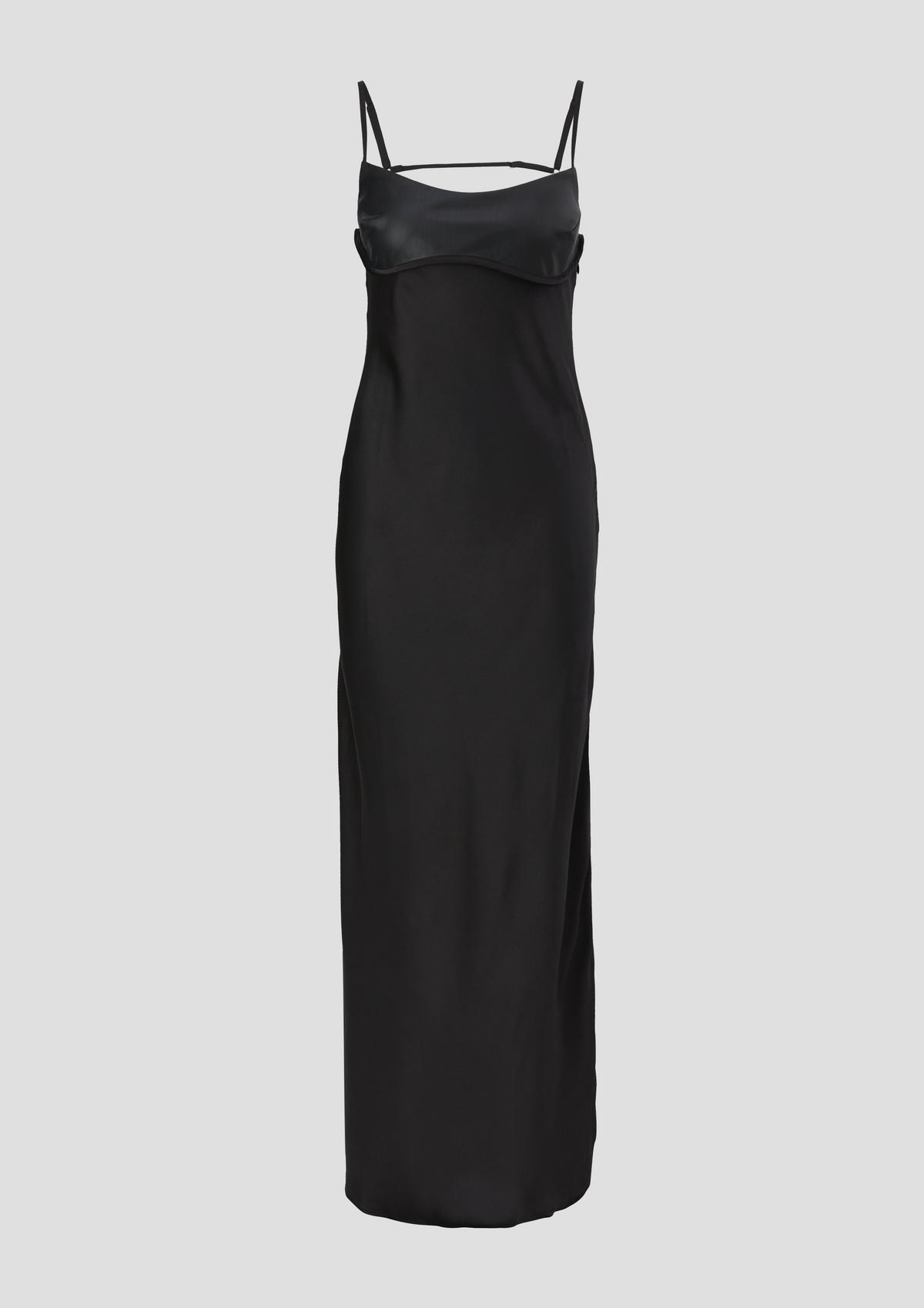 s.Oliver Satijnen jurk met detail van imitatieleer | QS x ELIF