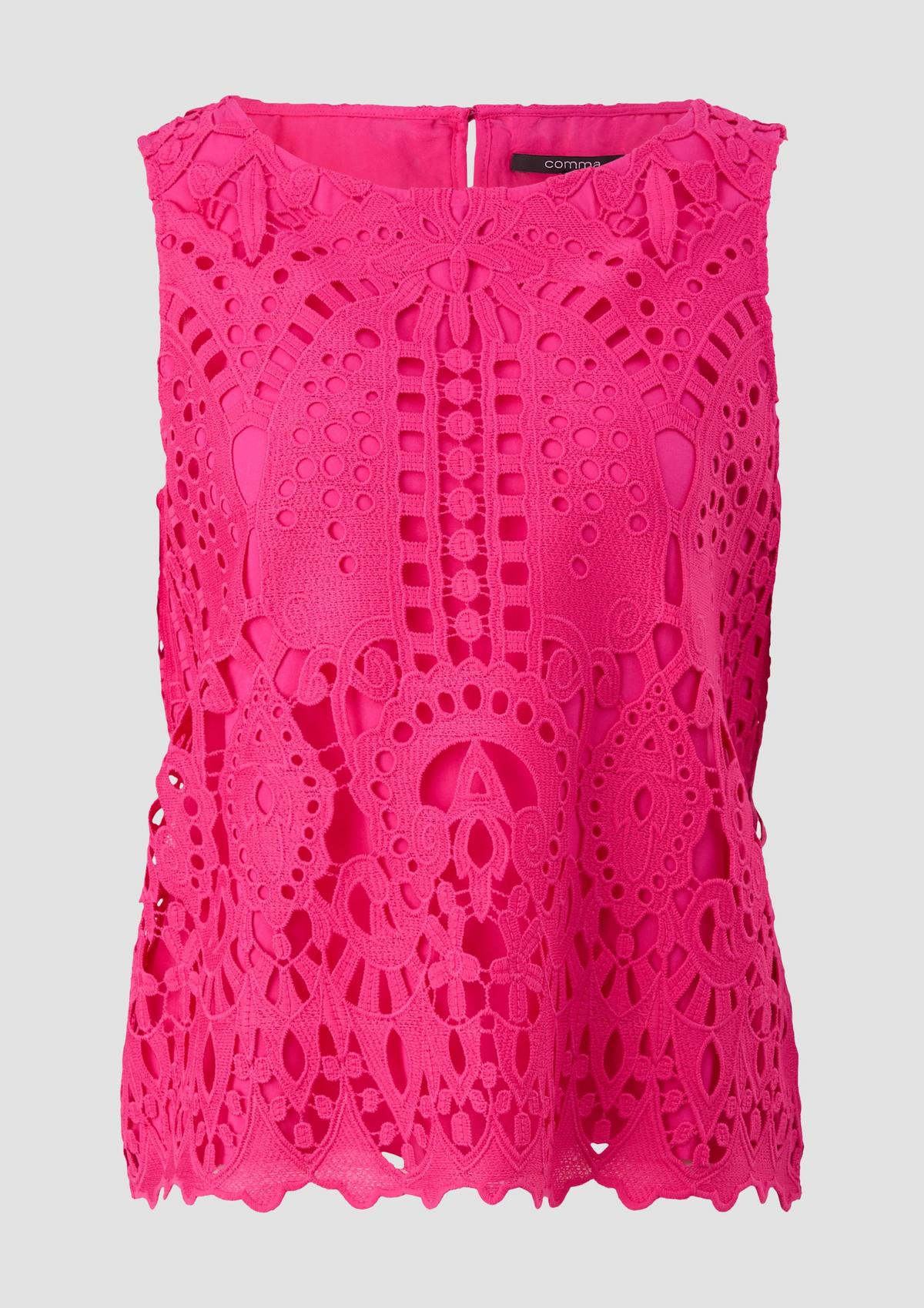 Blusentop aus Broderie Anglaise - pink | Comma | Blusen