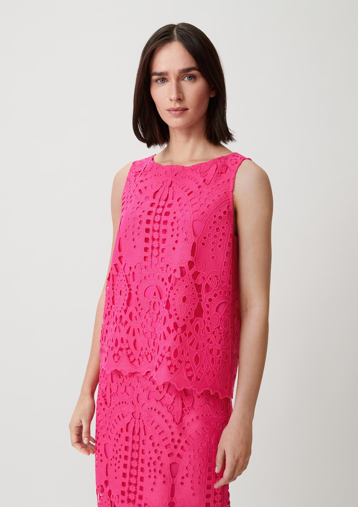 aus Blusentop pink | - Broderie Comma Anglaise