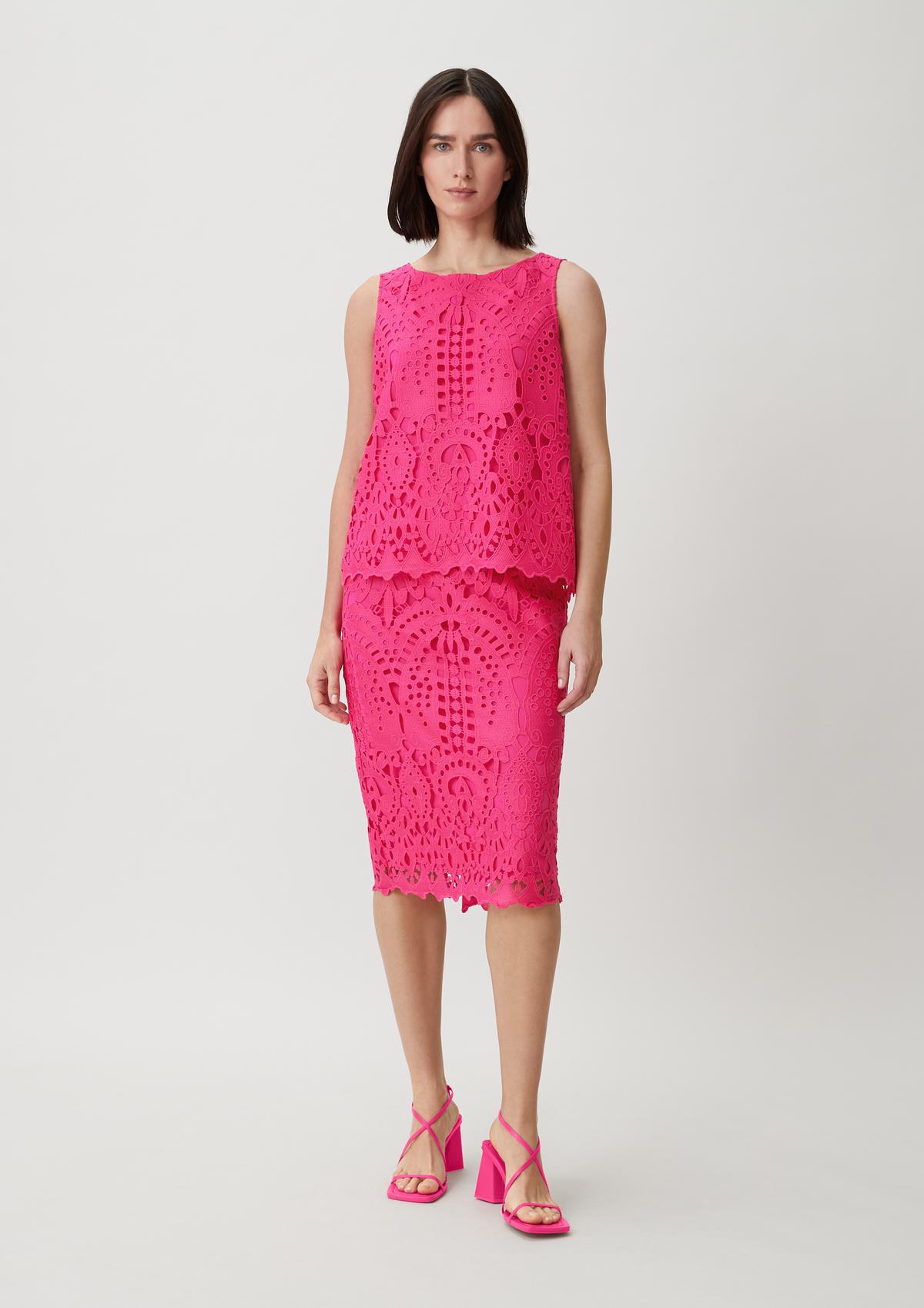 Blusentop aus Broderie | Comma - pink Anglaise