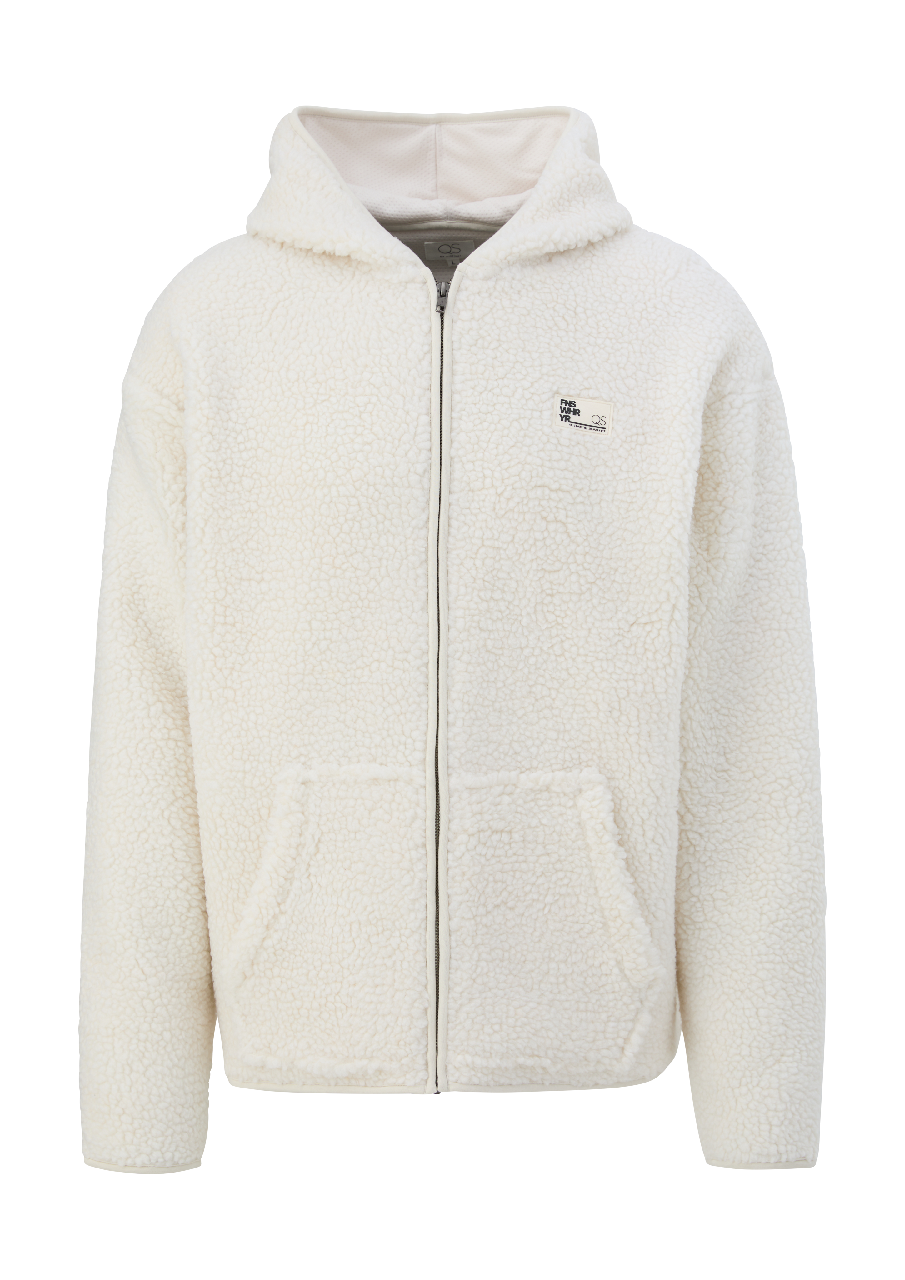 QS - Kapuzenjacke aus Teddy-Plüsch, Herren, Beige